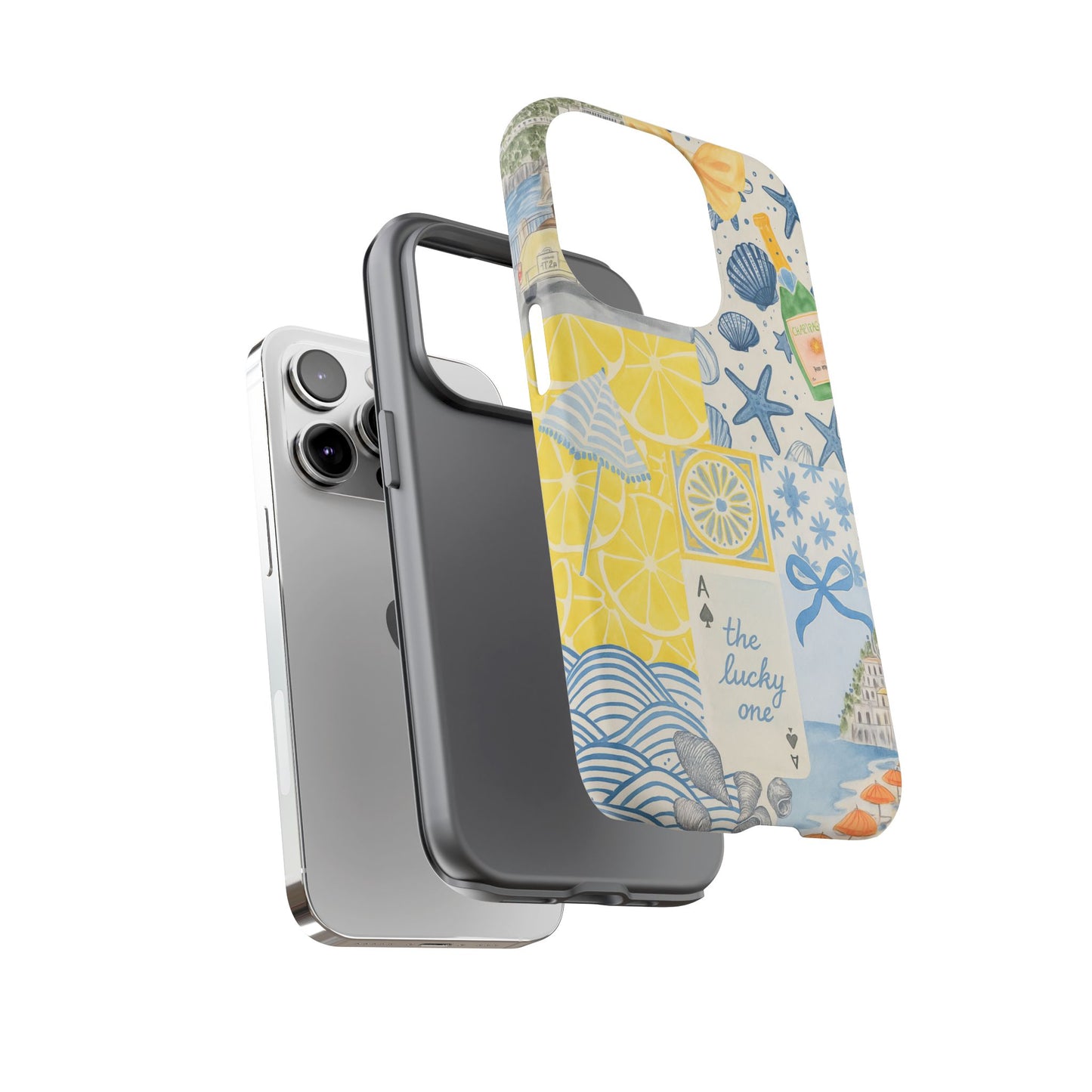 Coastal Collage Phone Case | Beach Shells, Starfish, Lemon, Scenic Travel | Italian Summer