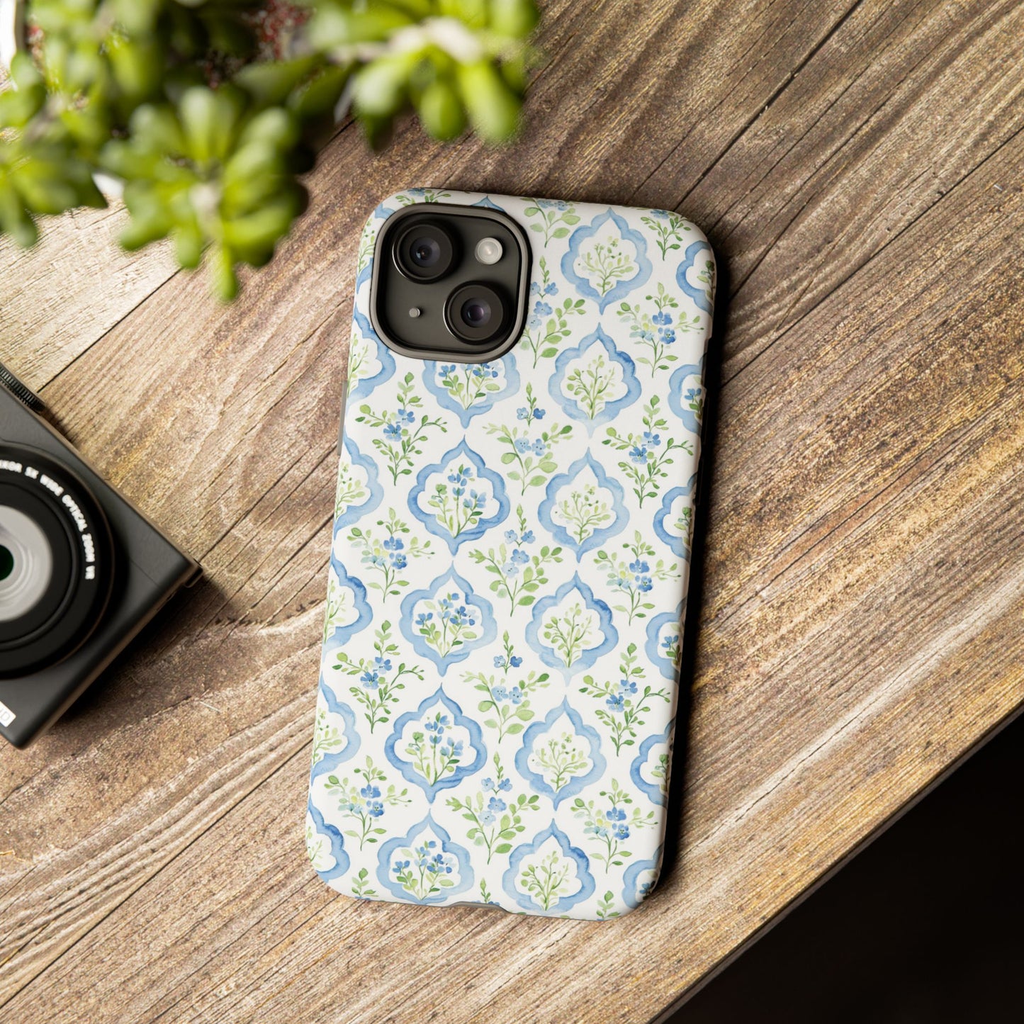 Blue Floral Damask phone case | Tough Case | iPhone 17