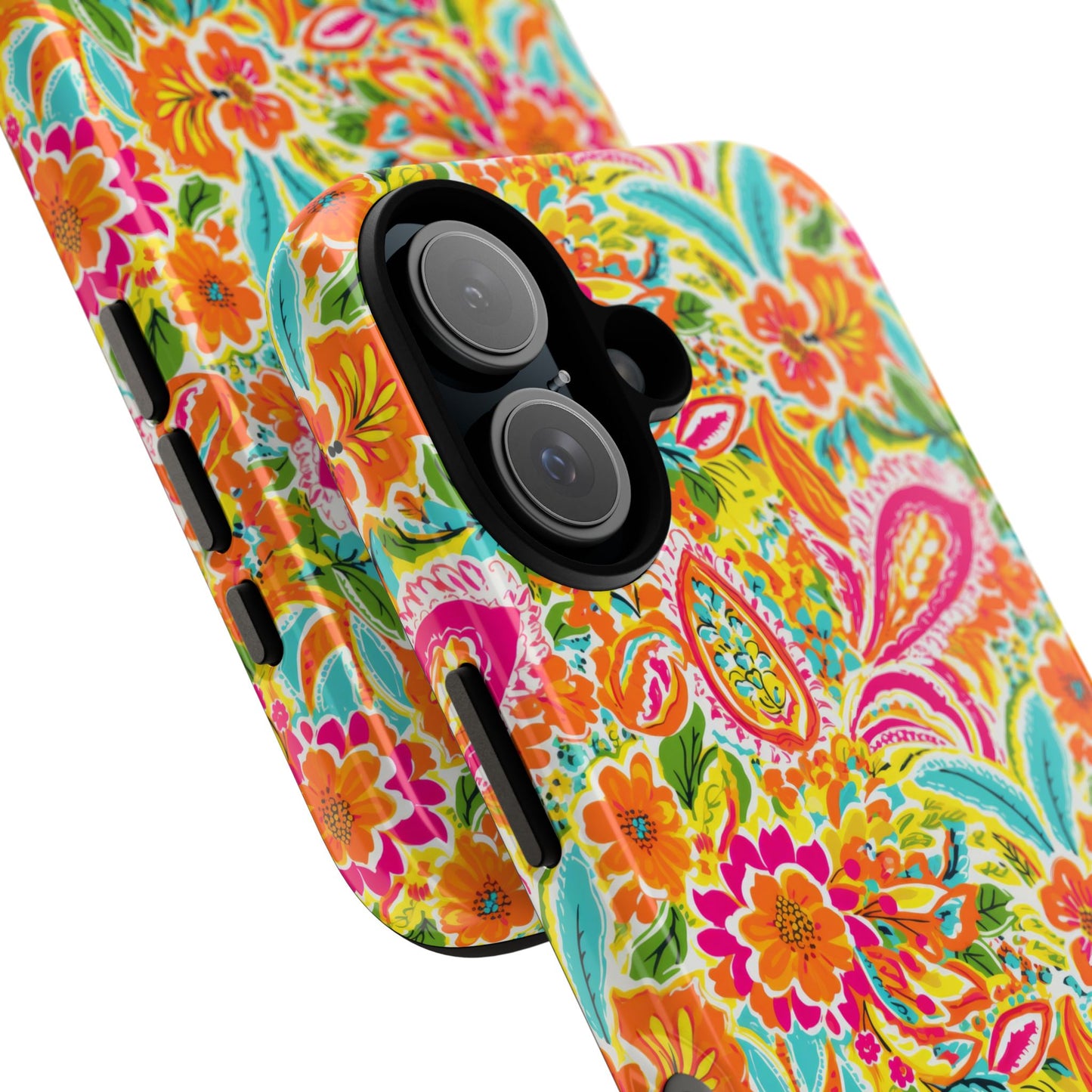 Vibrant Floral Paisley phone case | Tough Cases | Orange and Pink Floral | iPhone 17