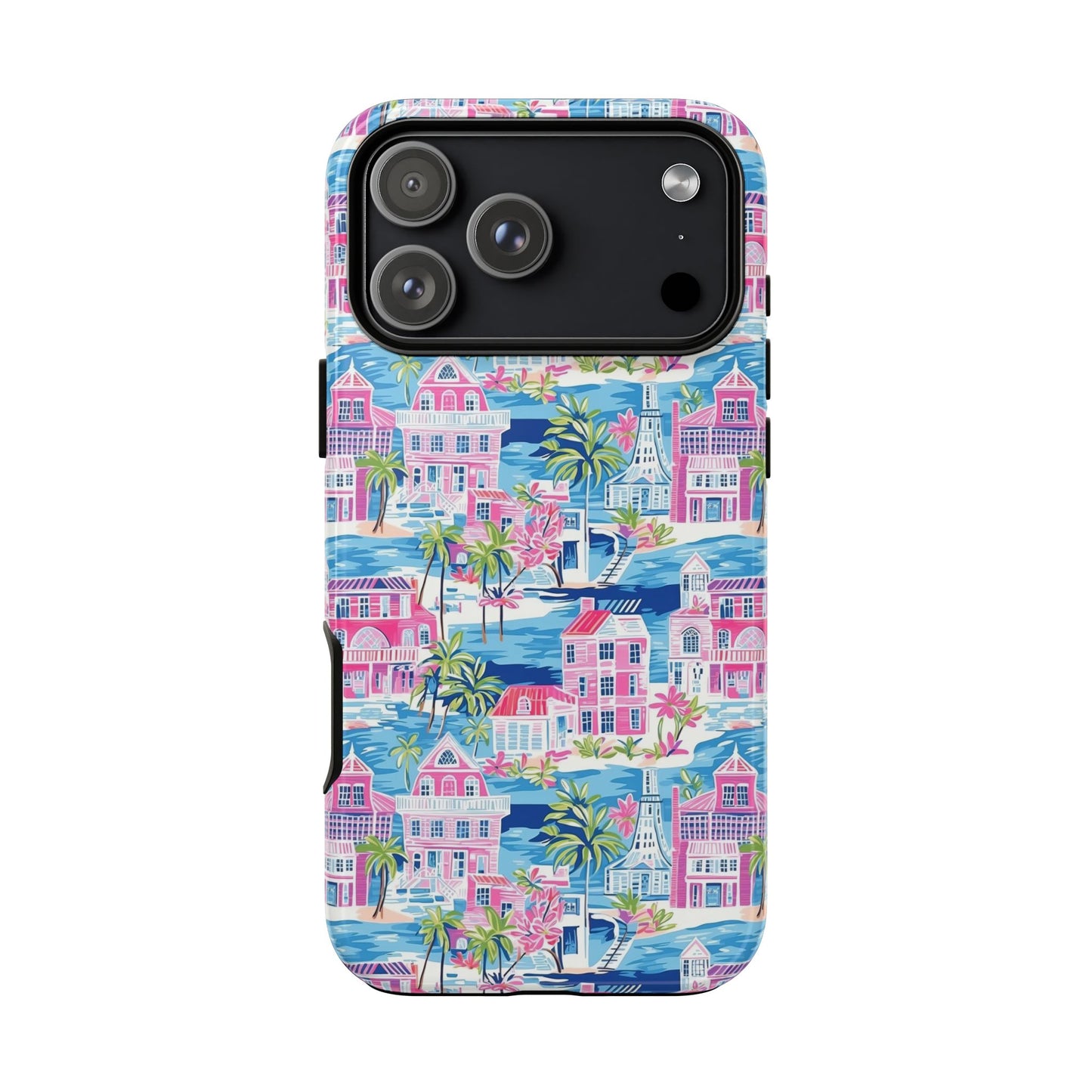 Pink Coastal Houses phone case | Tough Case | iPhone 17