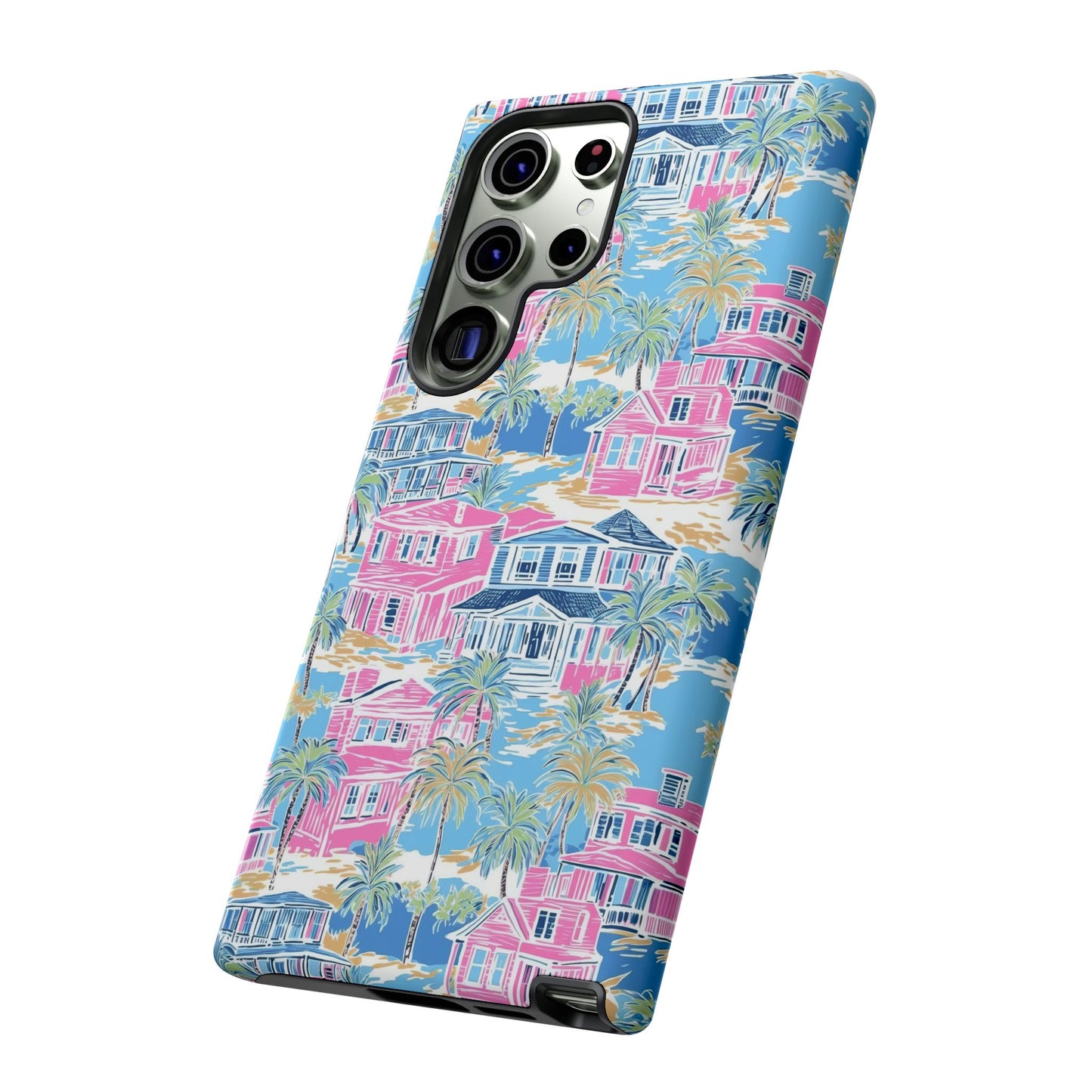 Tropical Beach Houses Tough Case | Palm Tree Coastal Phone Cover | iPhone 17