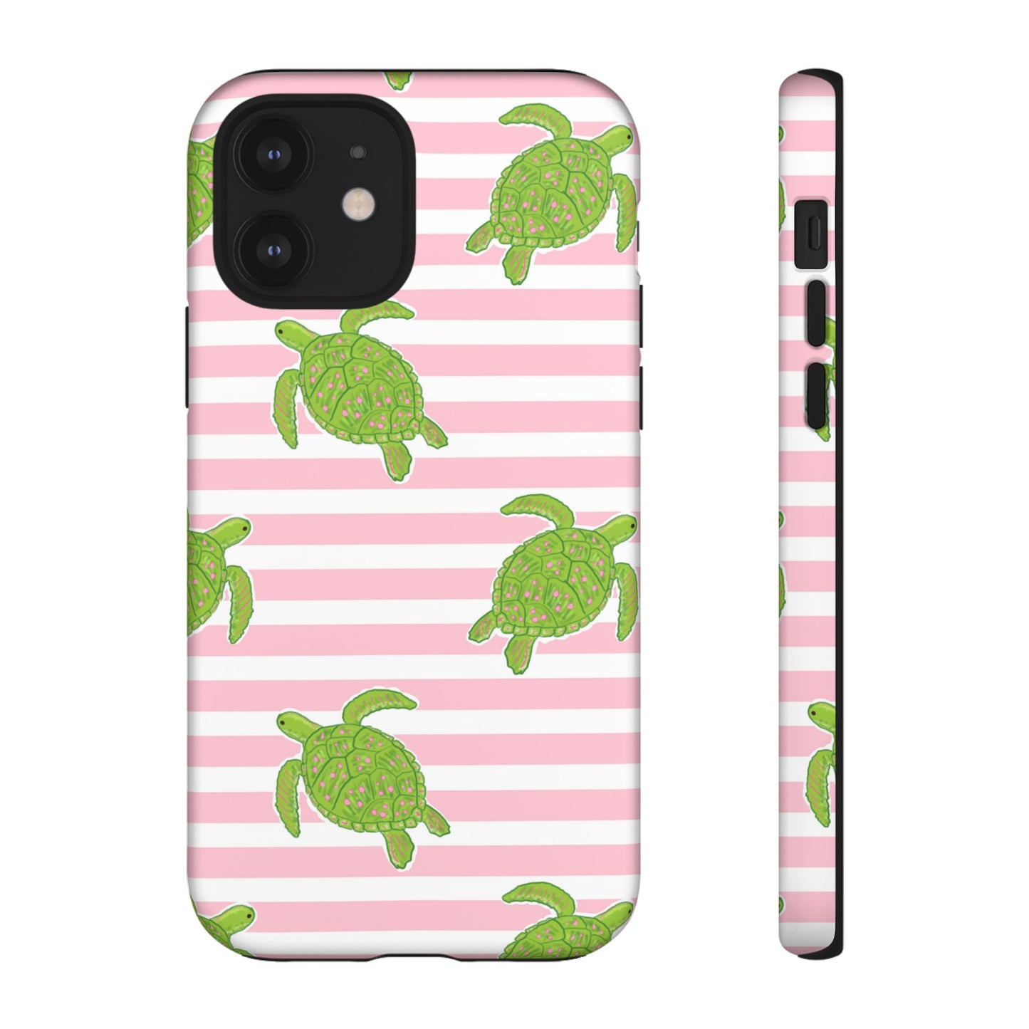 Green Sea Turtles Phone Case | Pink Stripes Tough Case | iPhone 17