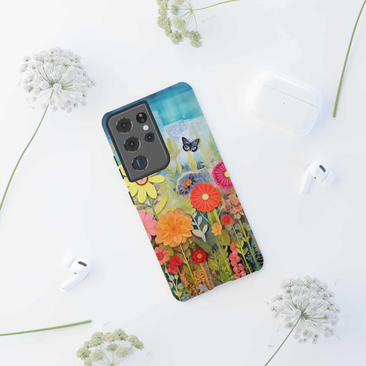 Whimsical Floral Garden phone case | Tough Case | 3d Floral Pattern | iPhone 17