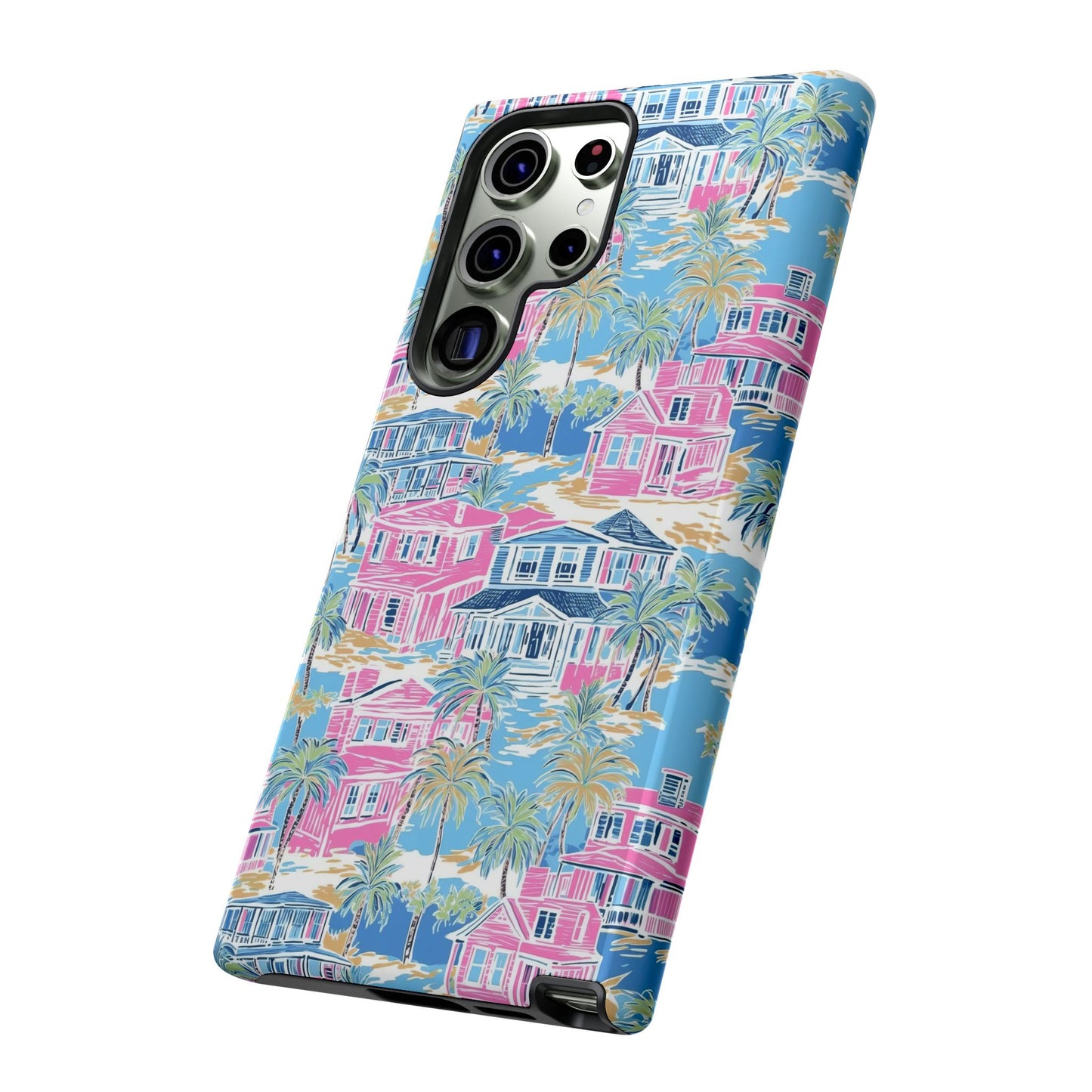 Tropical Beach Houses Tough Case | Palm Tree Coastal Phone Cover | iPhone 17