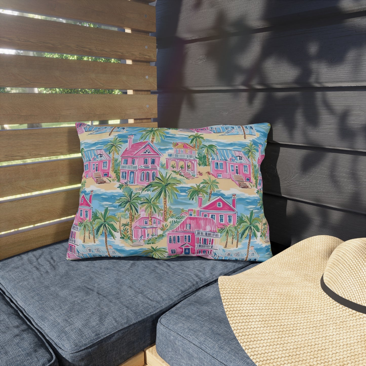 Outdoor Throw Pillow, Coastal Palm Beach Houses