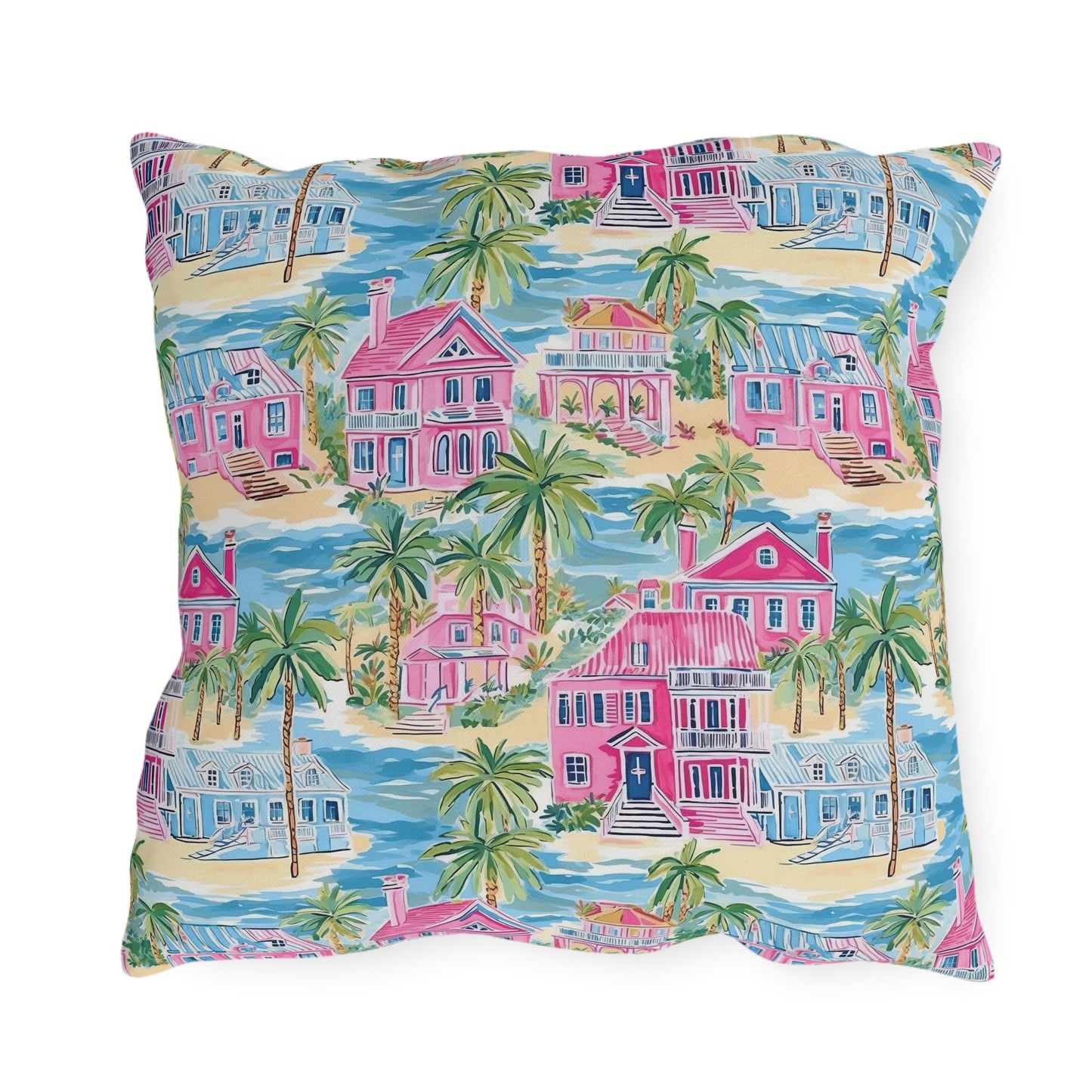 Outdoor Throw Pillow, Coastal Palm Beach Houses