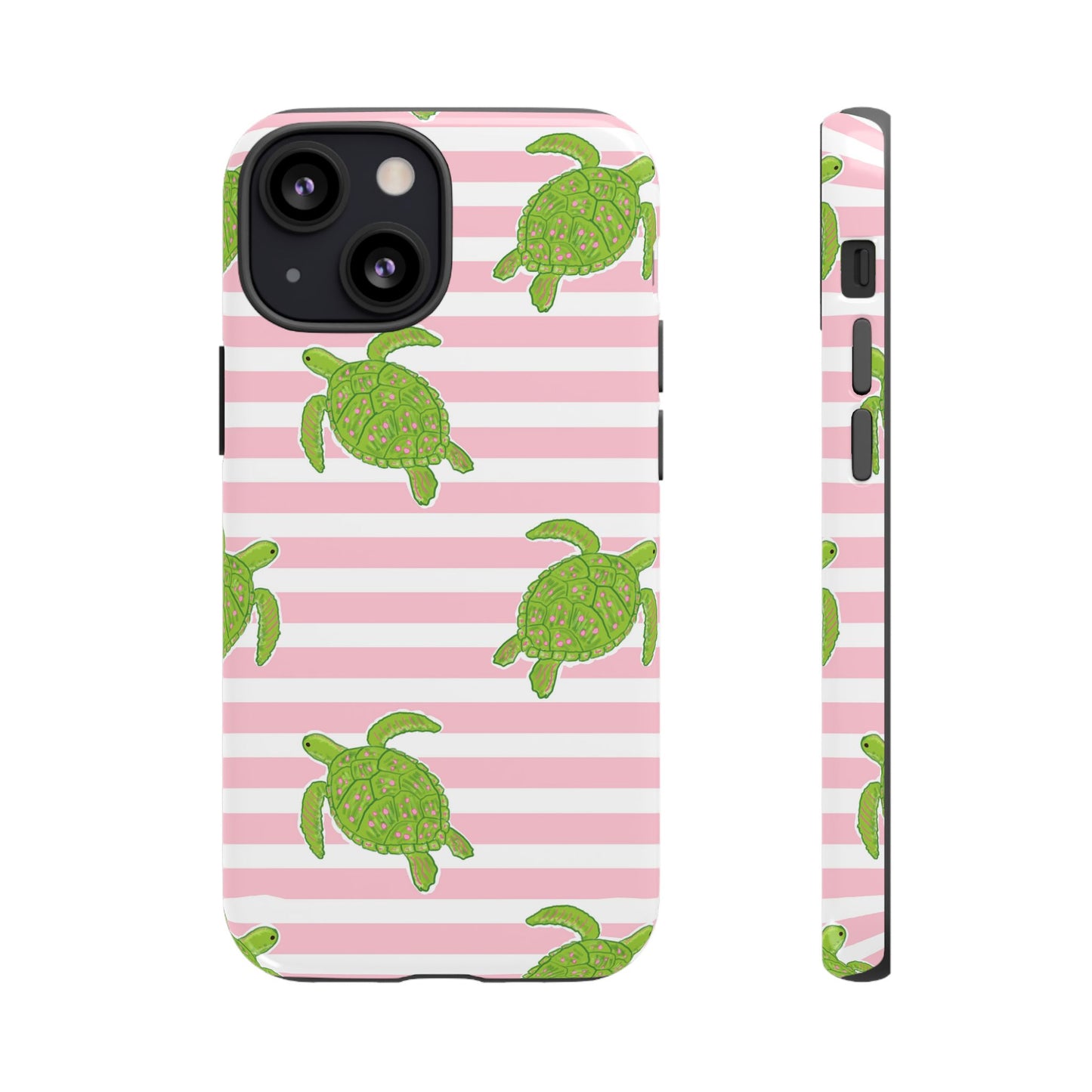 Green Sea Turtles Phone Case | Pink Stripes Tough Case | iPhone 17