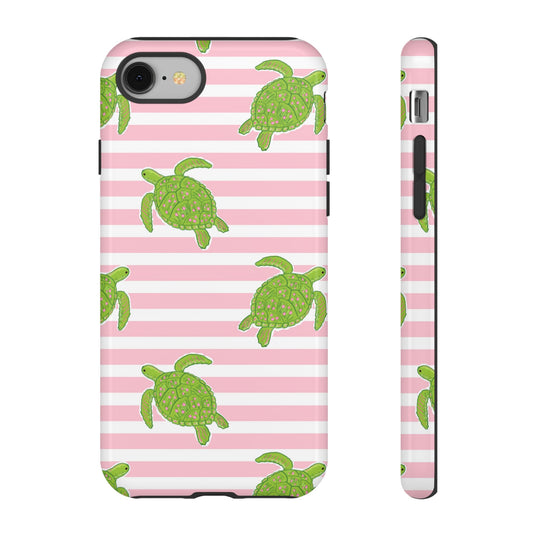 Green Sea Turtles Phone Case | Pink Stripes Tough Case | iPhone 17