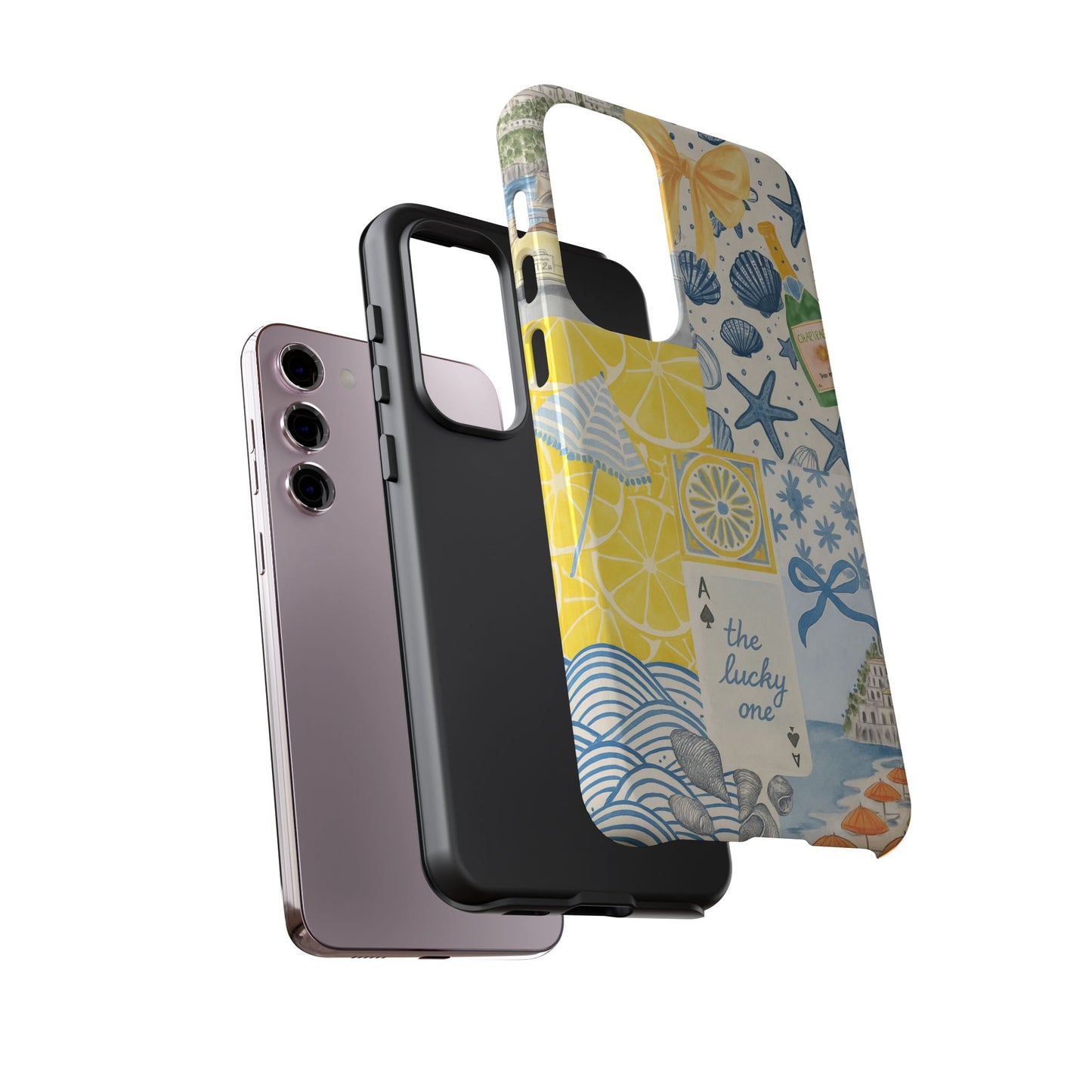 Coastal Collage Phone Case | Beach Shells, Starfish, Lemon, Scenic Travel | Italian Summer
