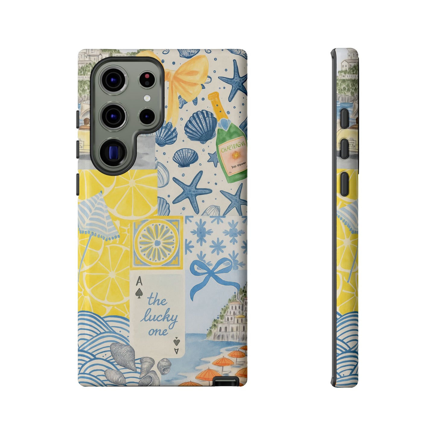 Coastal Collage Phone Case | Beach Shells, Starfish, Lemon, Scenic Travel | Italian Summer