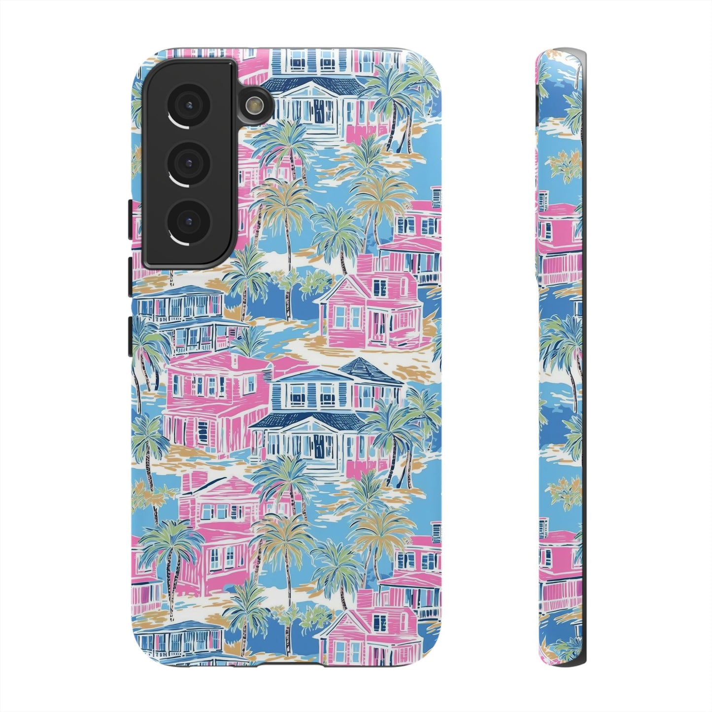 Tropical Beach Houses Tough Case | Palm Tree Coastal Phone Cover | iPhone 17