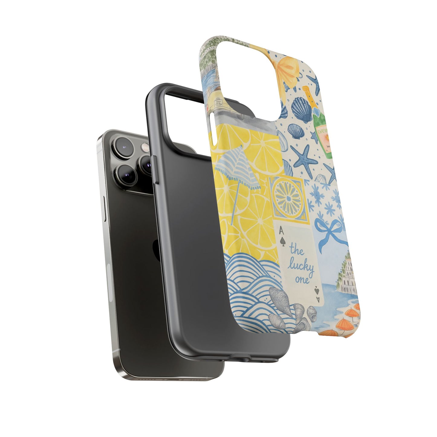 Coastal Collage Phone Case | Beach Shells, Starfish, Lemon, Scenic Travel | Italian Summer