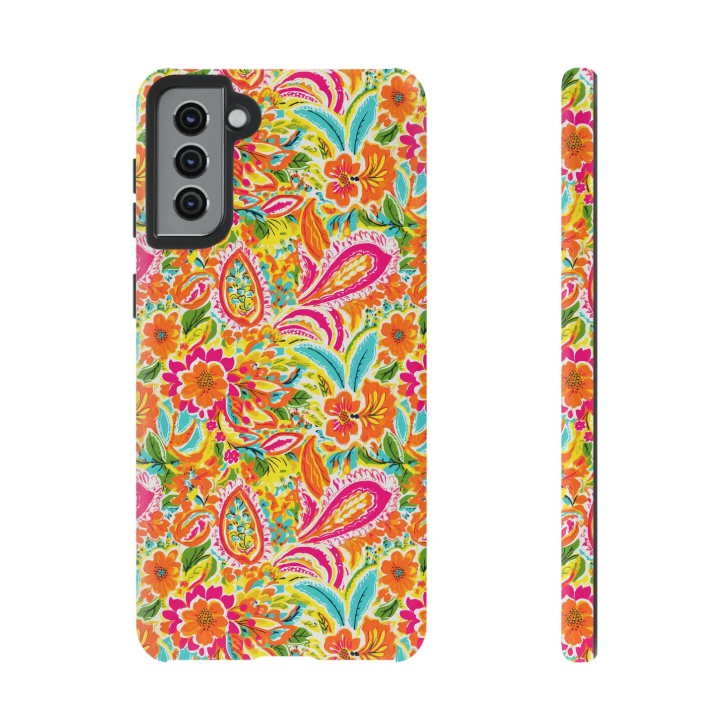 Vibrant Floral Paisley phone case | Tough Cases | Orange and Pink Floral | iPhone 17
