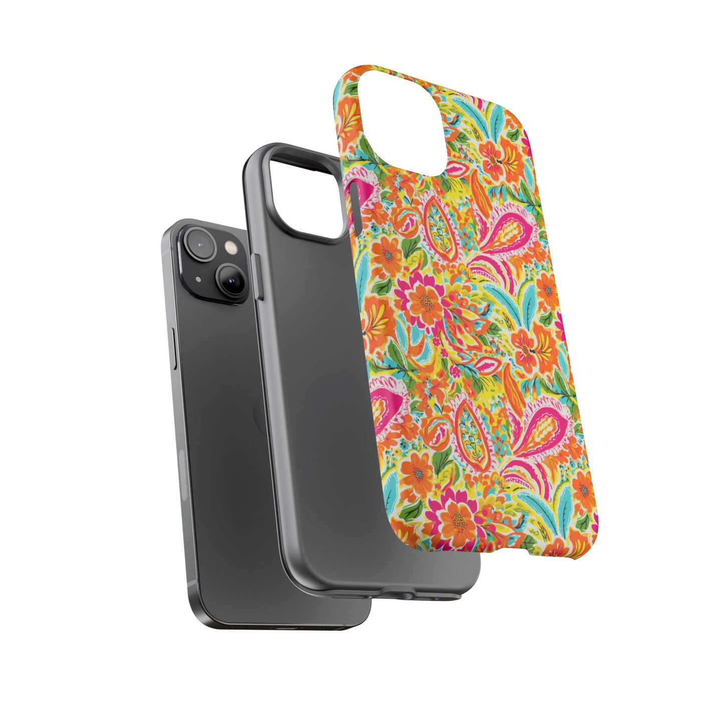 Vibrant Floral Paisley phone case | Tough Cases | Orange and Pink Floral | iPhone 17