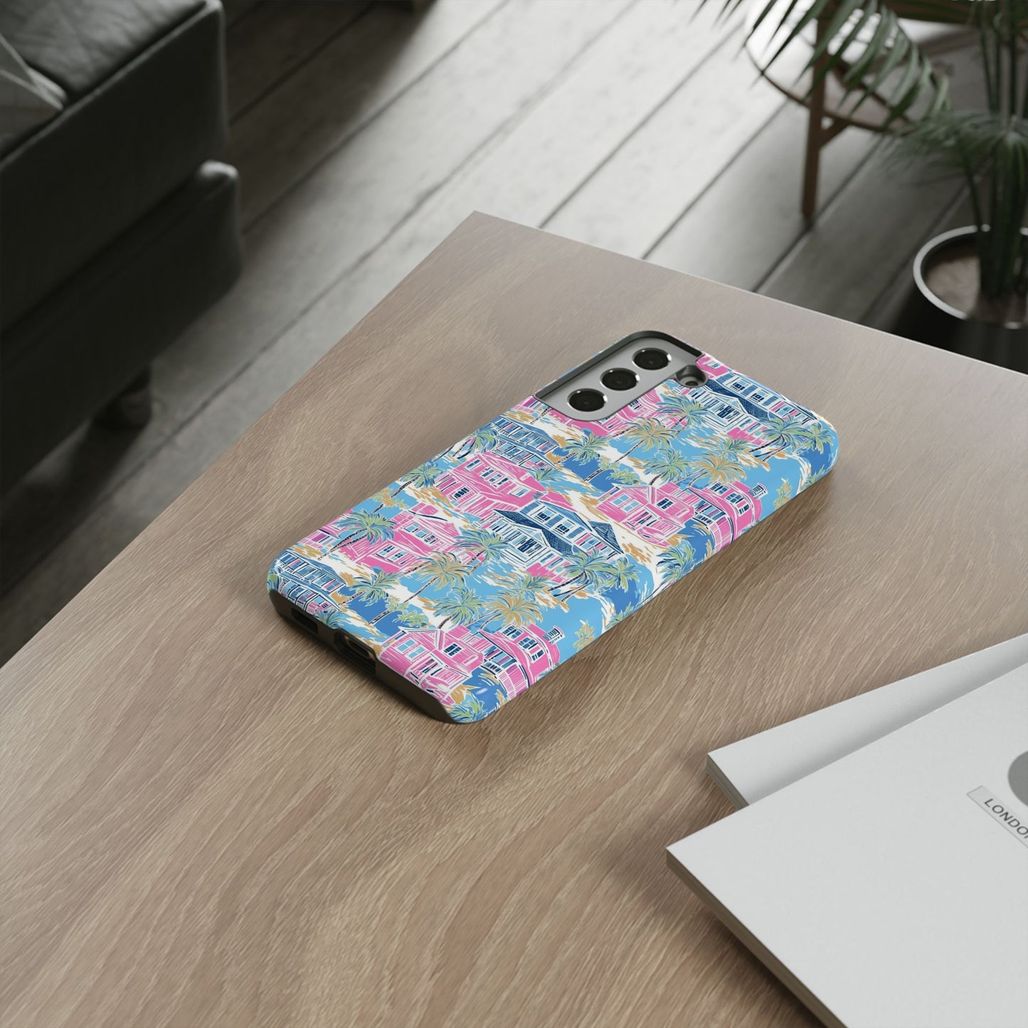 Tropical Beach Houses Tough Case | Palm Tree Coastal Phone Cover | iPhone 17