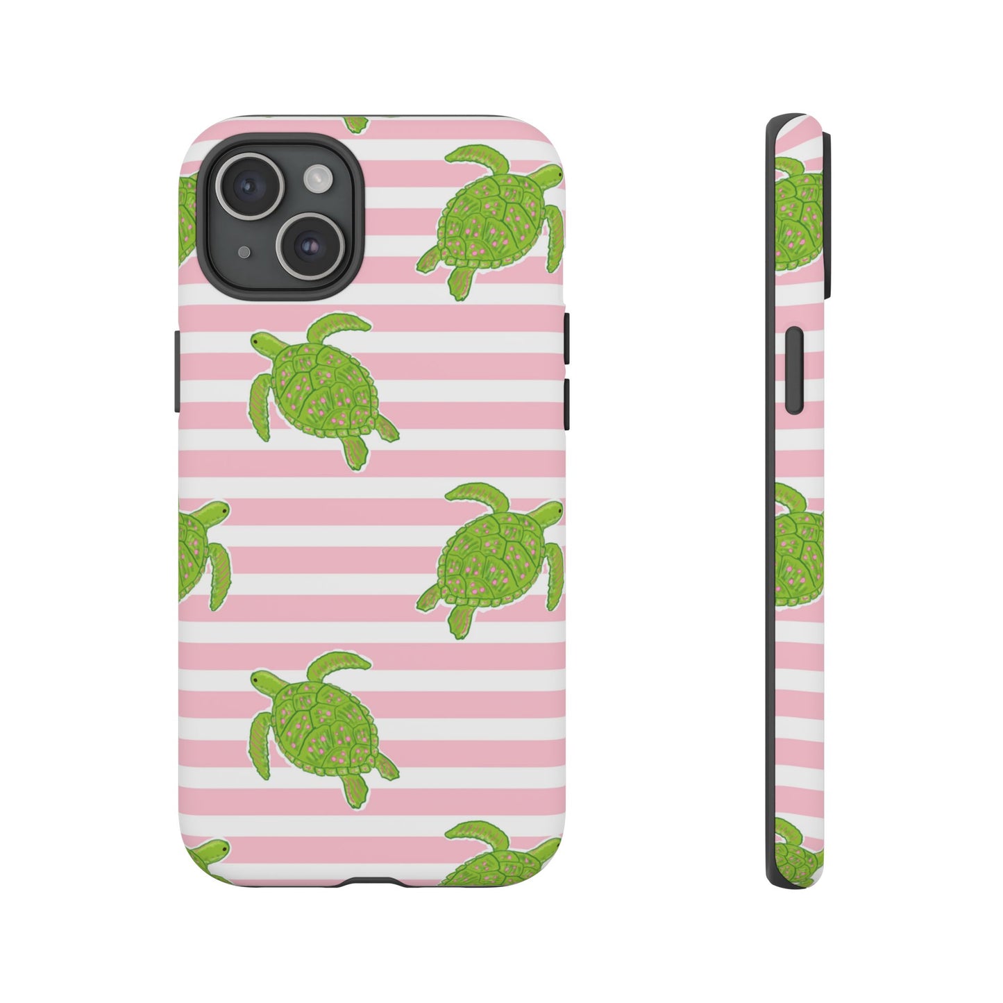 Green Sea Turtles Phone Case | Pink Stripes Tough Case | iPhone 17