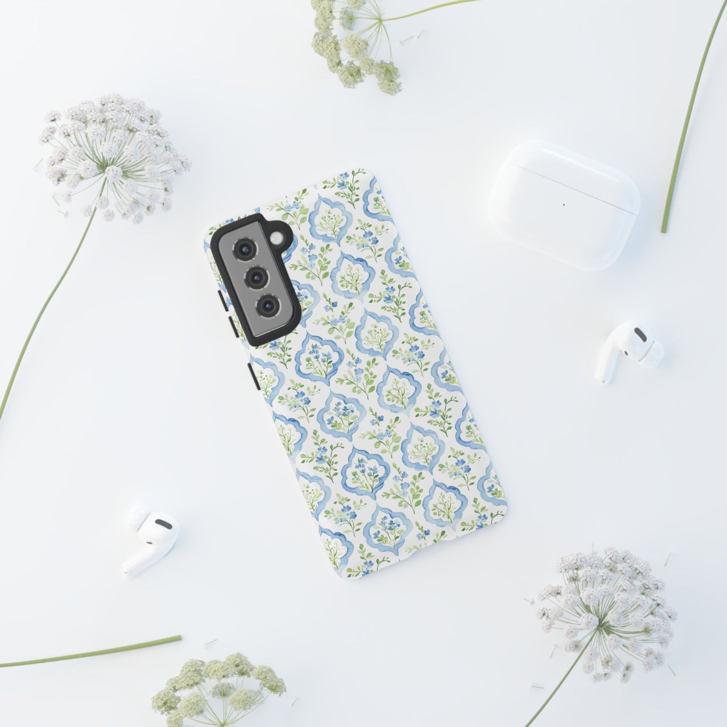 Blue Floral Damask phone case | Tough Case | iPhone 17