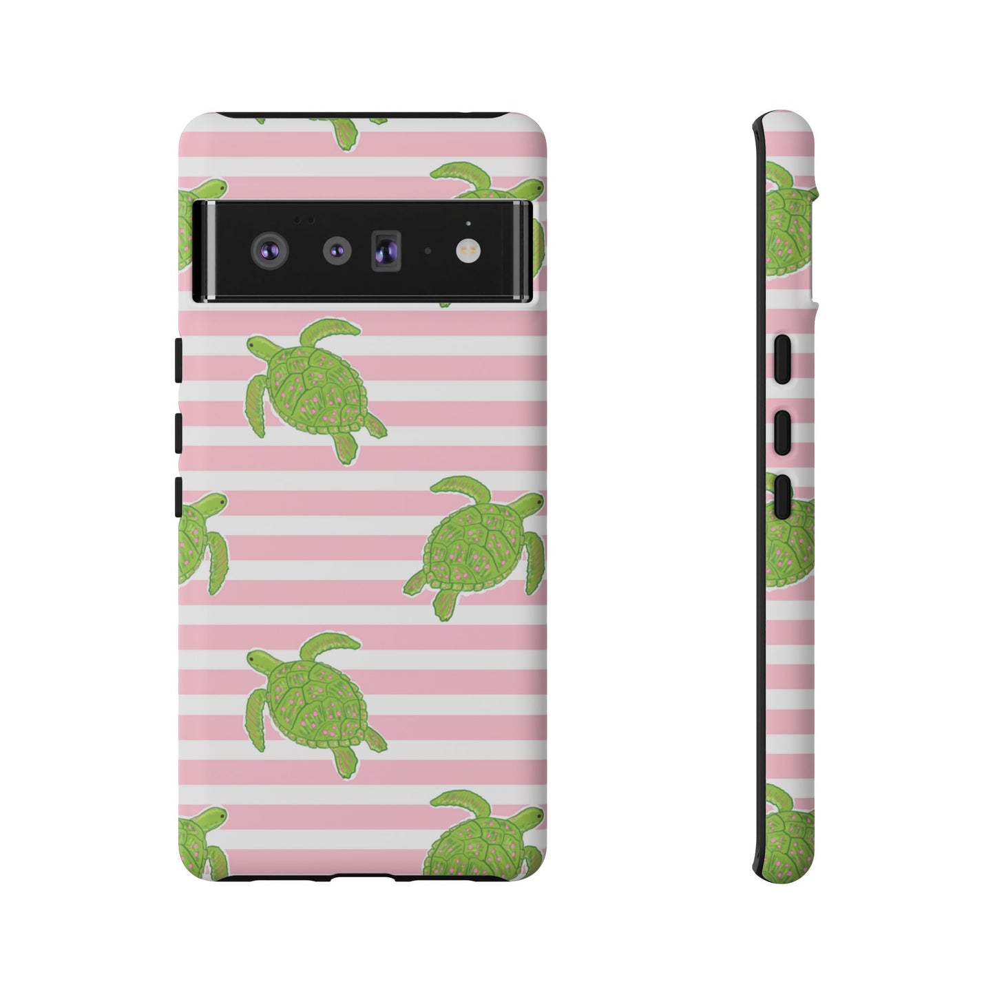 Green Sea Turtles Phone Case | Pink Stripes Tough Case | iPhone 17