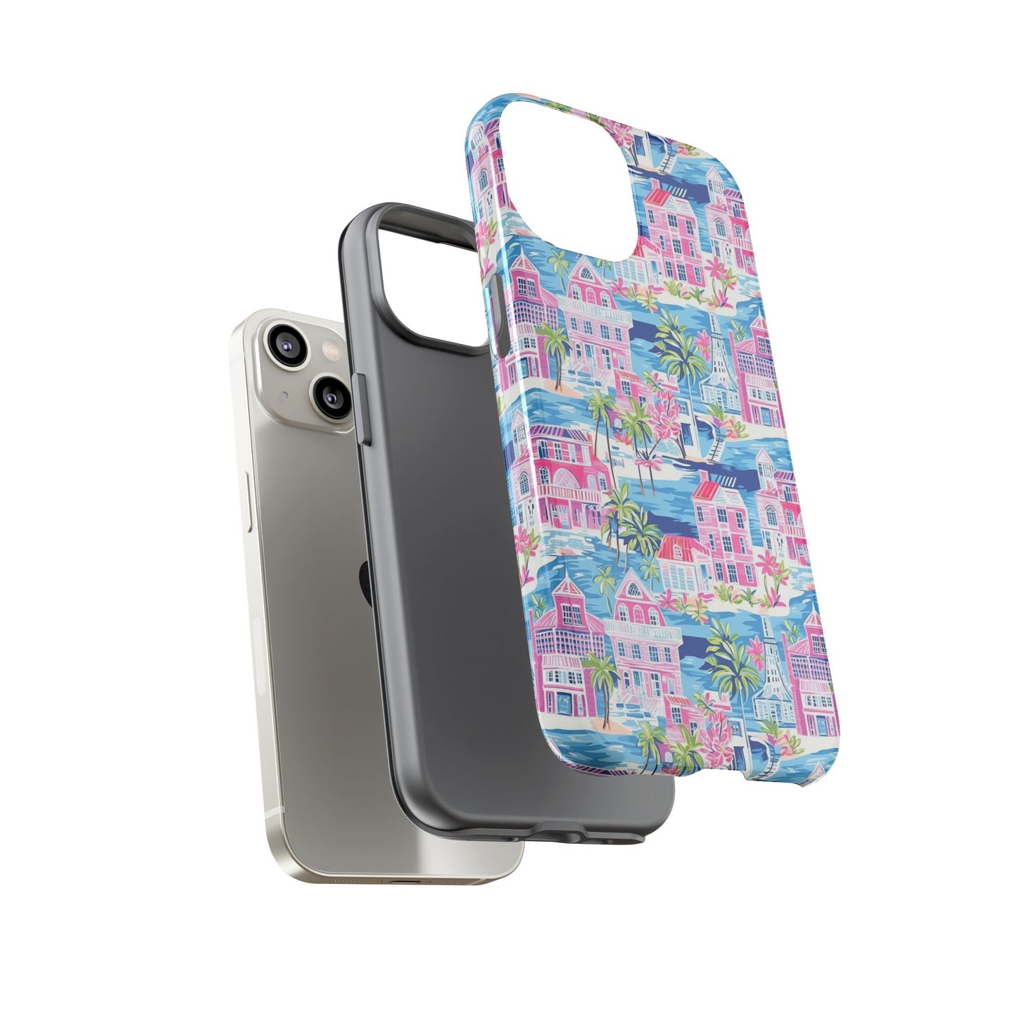 Pink Coastal Houses phone case | Tough Case | iPhone 17