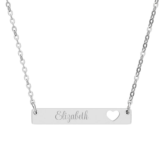 Cutout Heart Bar Necklace