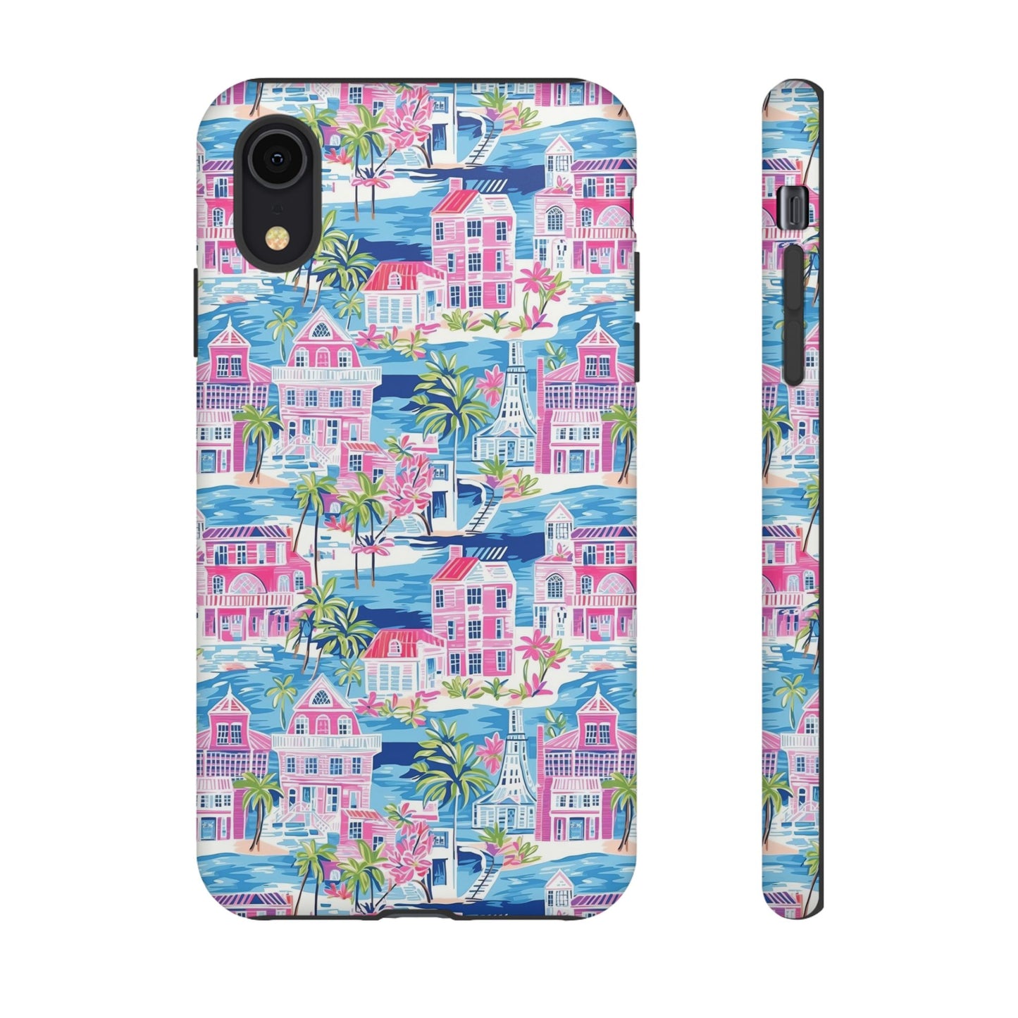 Pink Coastal Houses phone case | Tough Case | iPhone 17