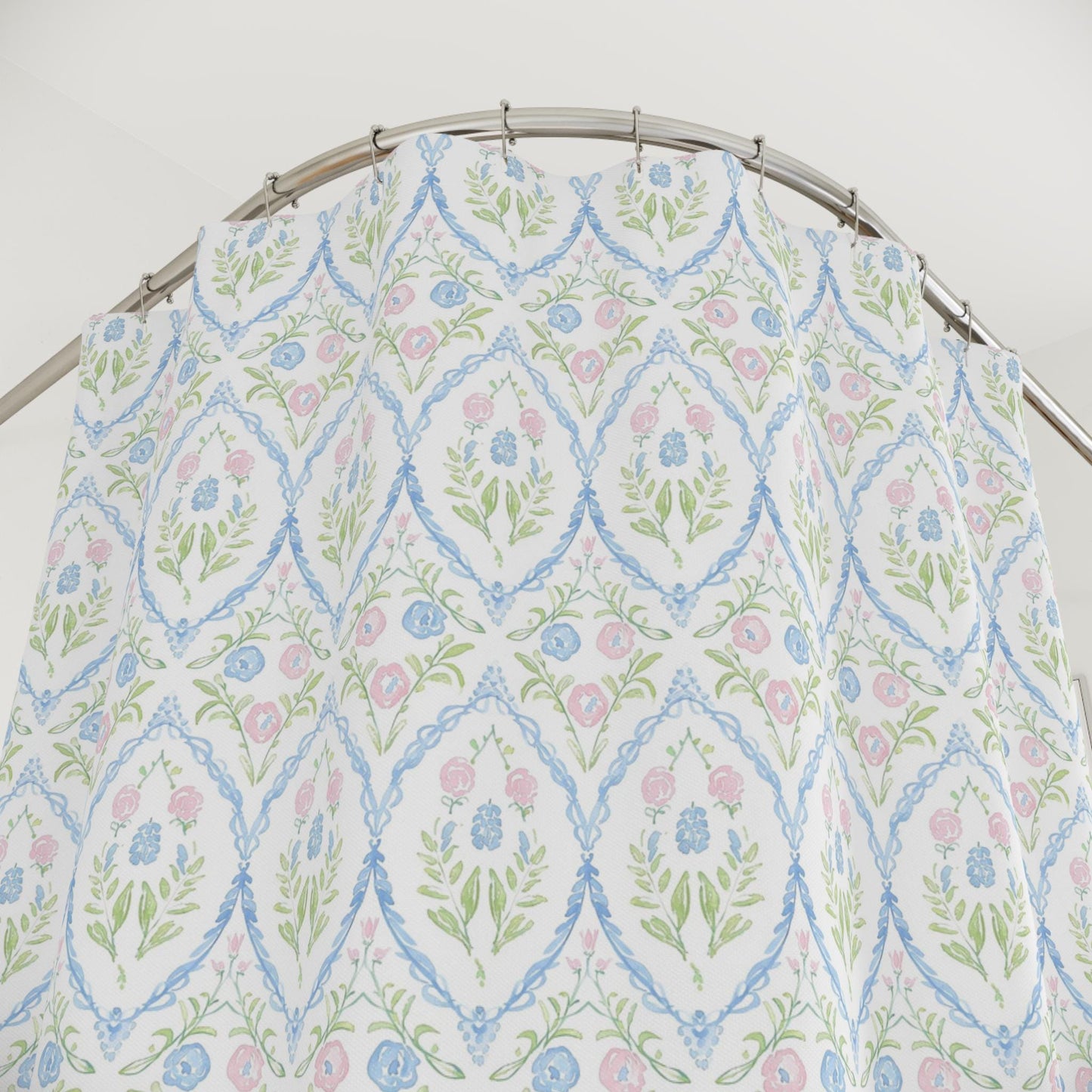 Coquette Preppy Pink Bow Shower Curtain – Shabby Chic Bathroom Decor