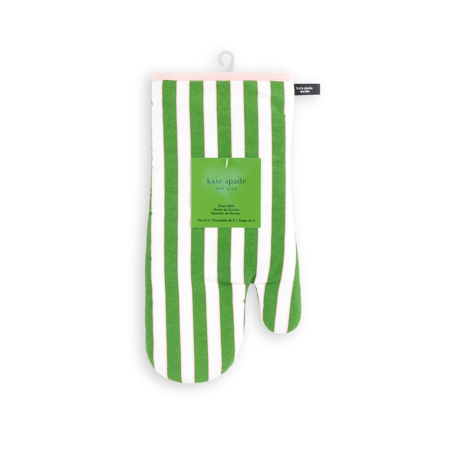 kate spade Botanical Stripe Oven Mitts – Green/Pink 2‑Pack