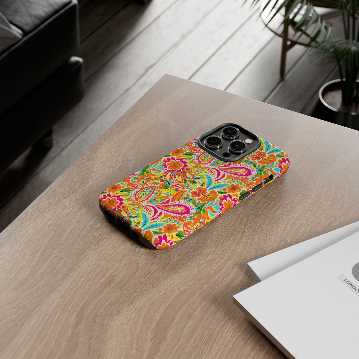 Vibrant Floral Paisley phone case | Tough Cases | Orange and Pink Floral | iPhone 17
