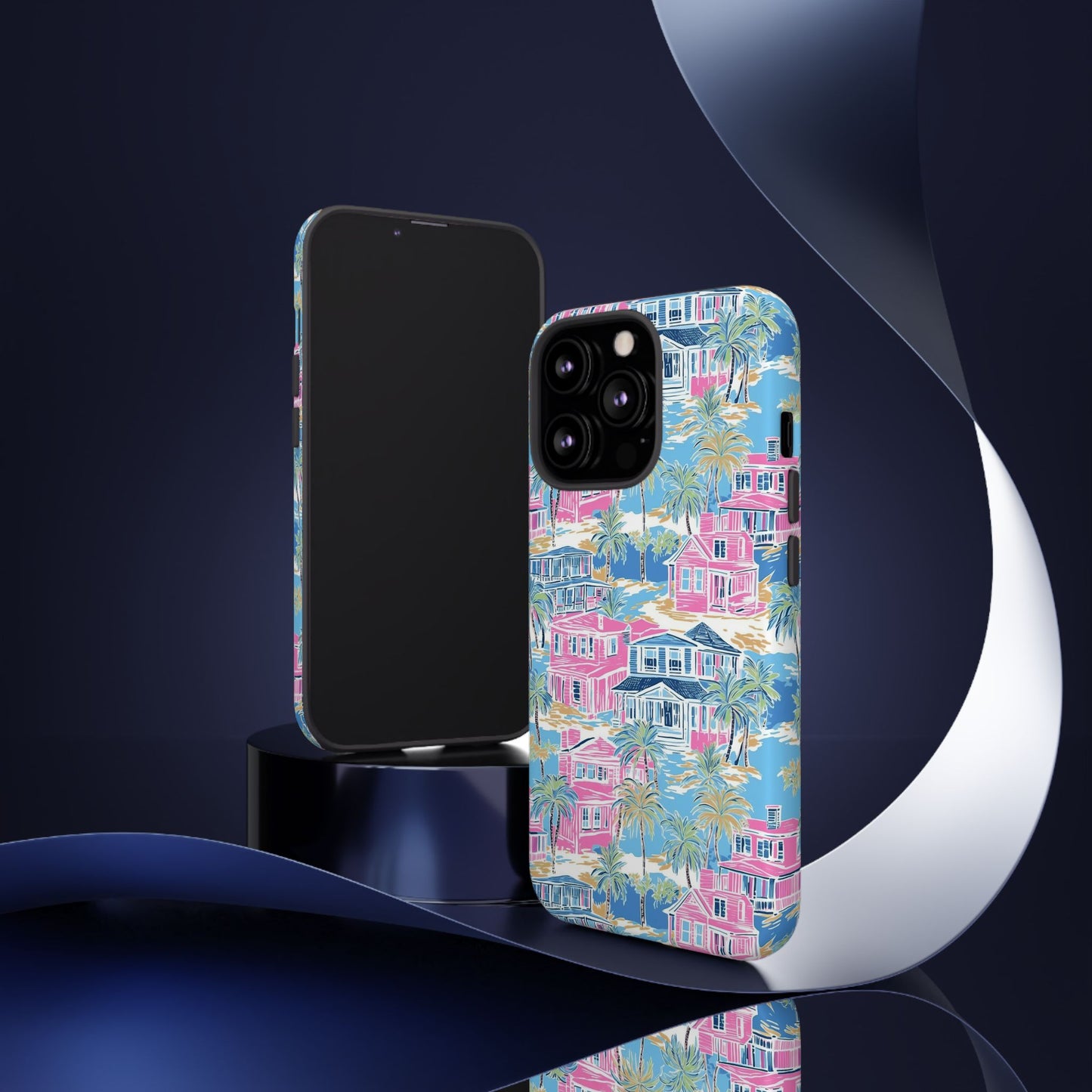Tropical Beach Houses Tough Case | Palm Tree Coastal Phone Cover | iPhone 17