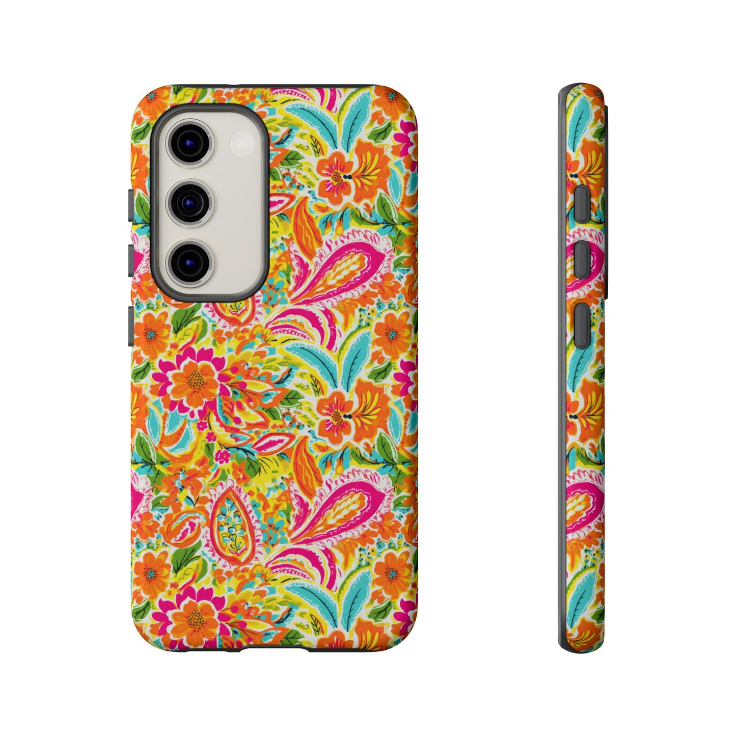 Vibrant Floral Paisley phone case | Tough Cases | Orange and Pink Floral | iPhone 17