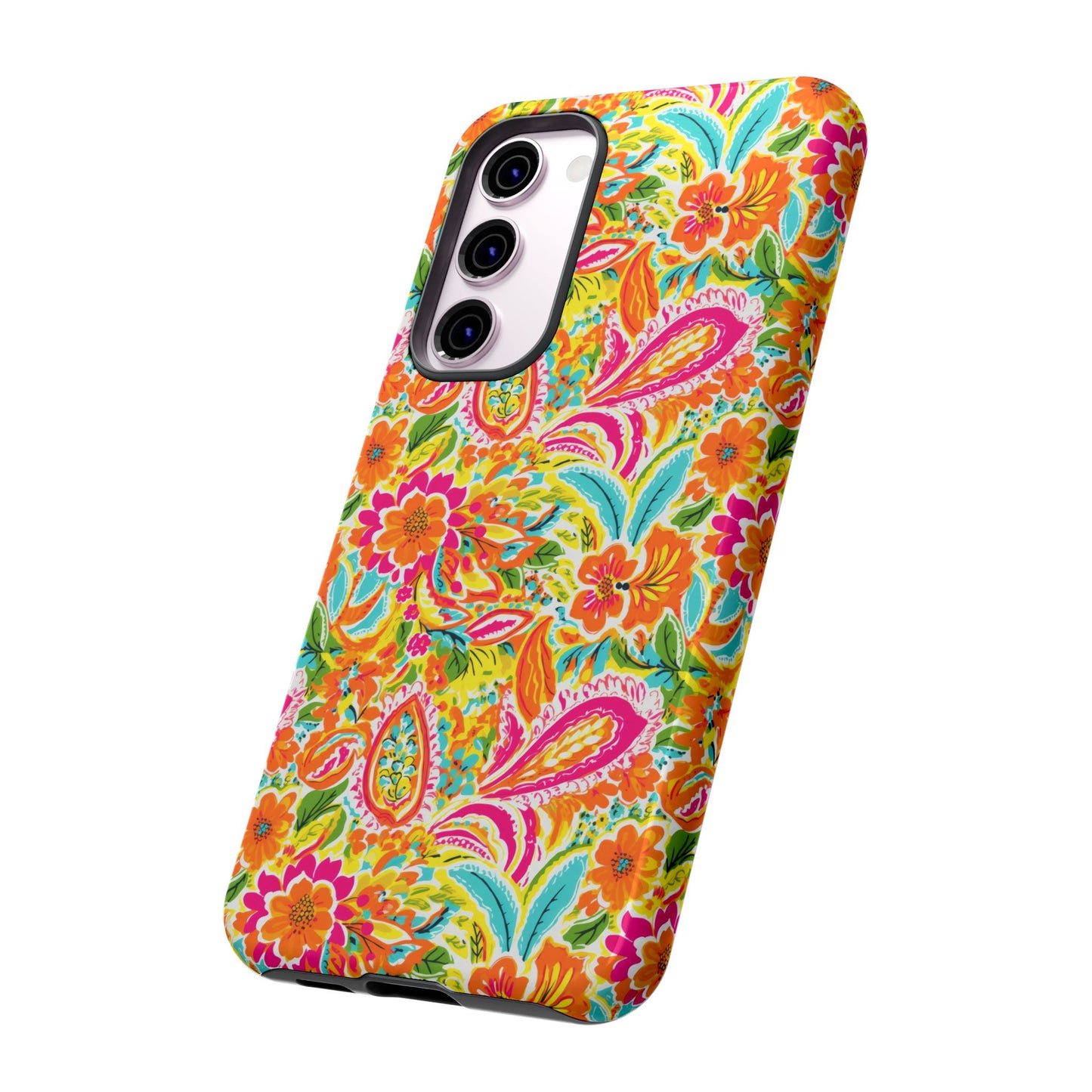 Vibrant Floral Paisley phone case | Tough Cases | Orange and Pink Floral | iPhone 17