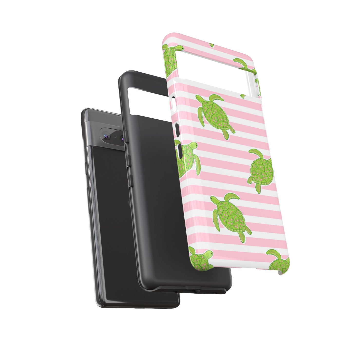 Green Sea Turtles Phone Case | Pink Stripes Tough Case | iPhone 17