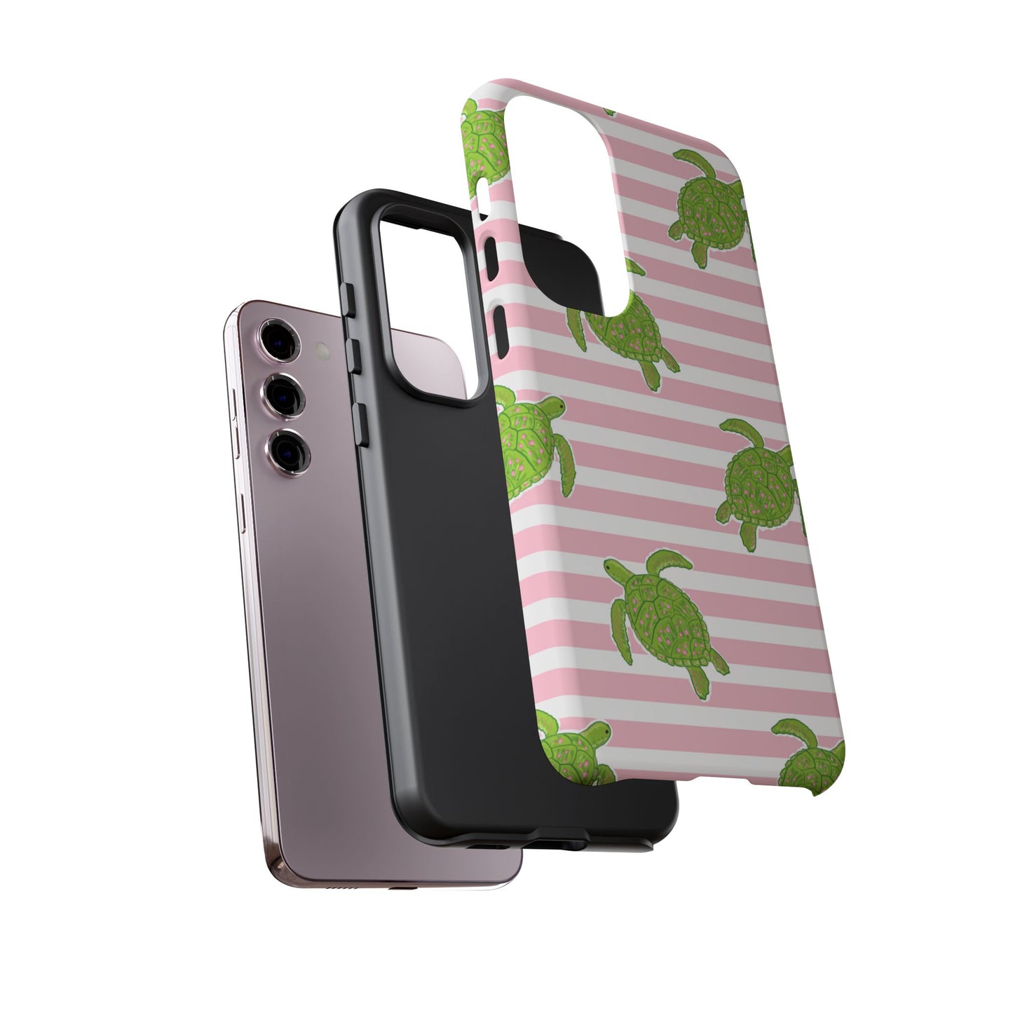 Green Sea Turtles Phone Case | Pink Stripes Tough Case | iPhone 17