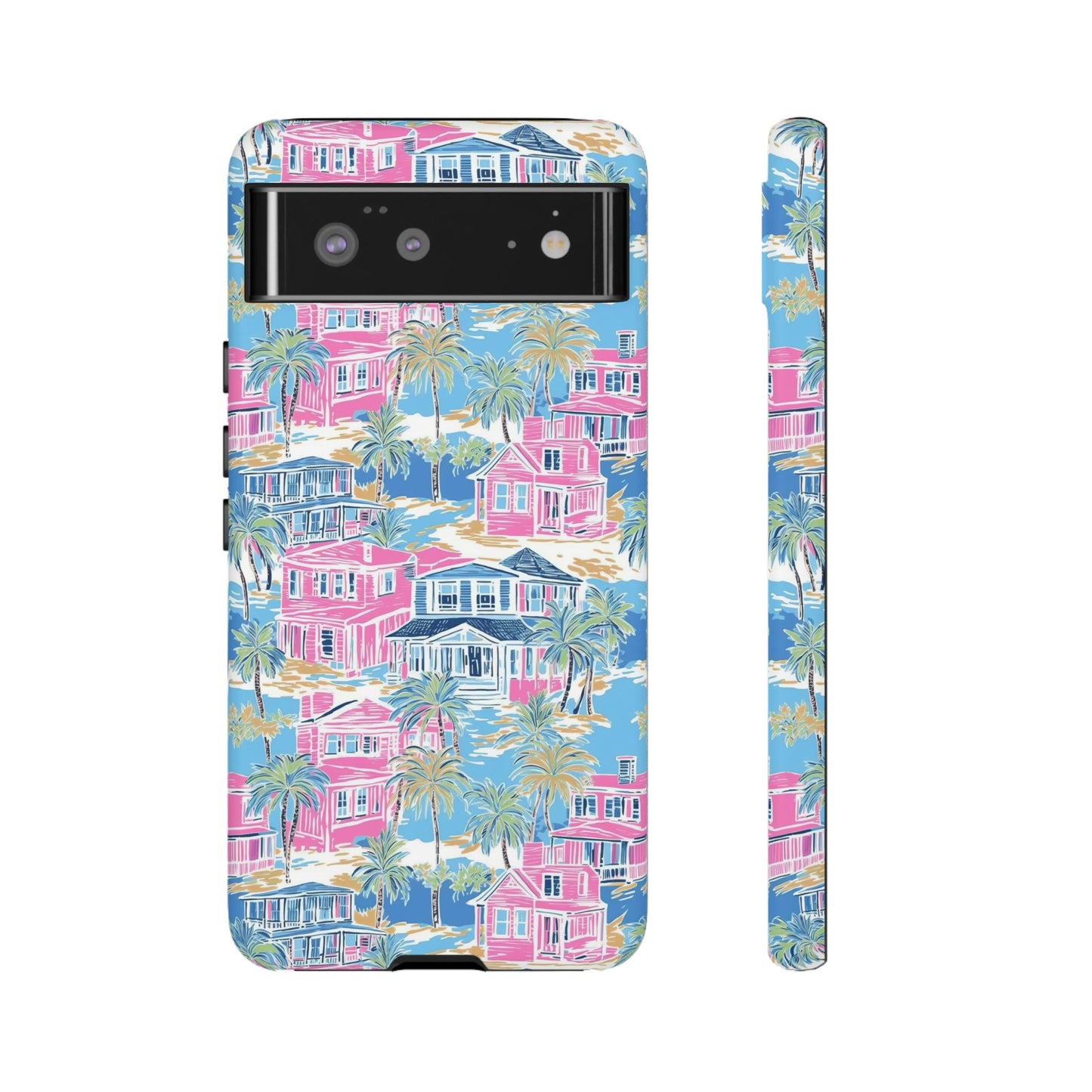 Tropical Beach Houses Tough Case | Palm Tree Coastal Phone Cover | iPhone 17