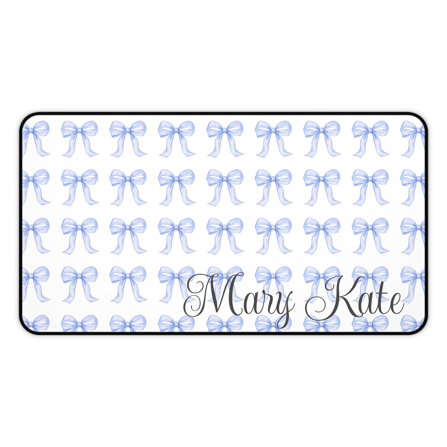 Personalized Desk Mat, Blue Bows
