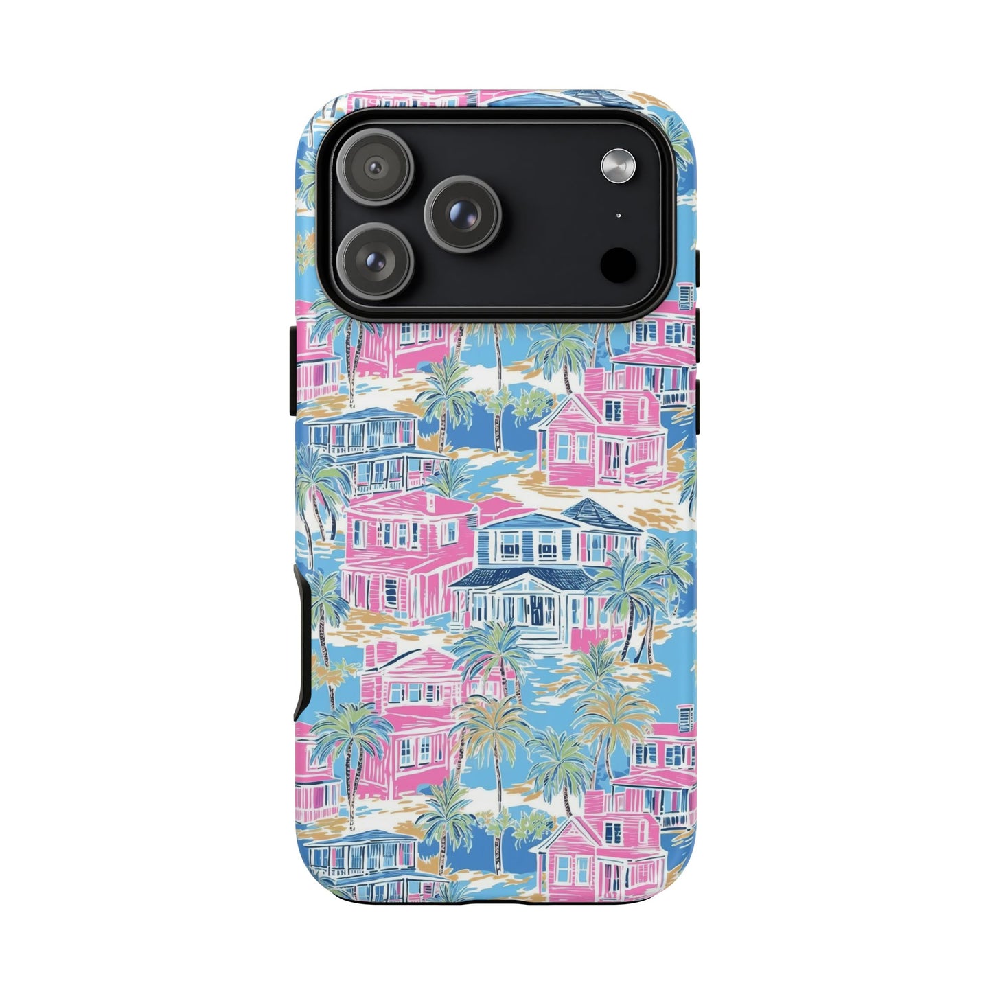 Tropical Beach Houses Tough Case | Palm Tree Coastal Phone Cover | iPhone 17