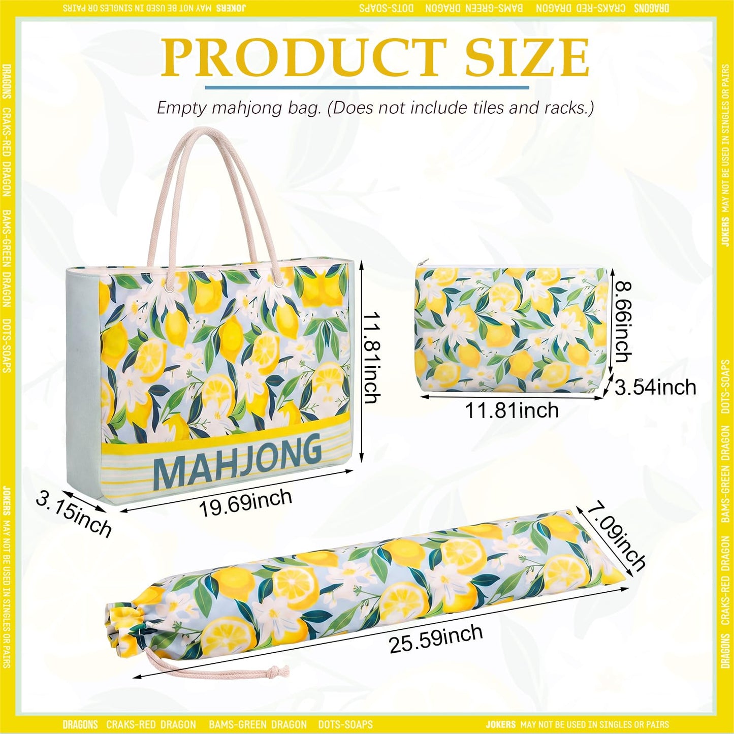 Soulchen 3 Pcs Mahjong Bag Set LEMONS: Amazon