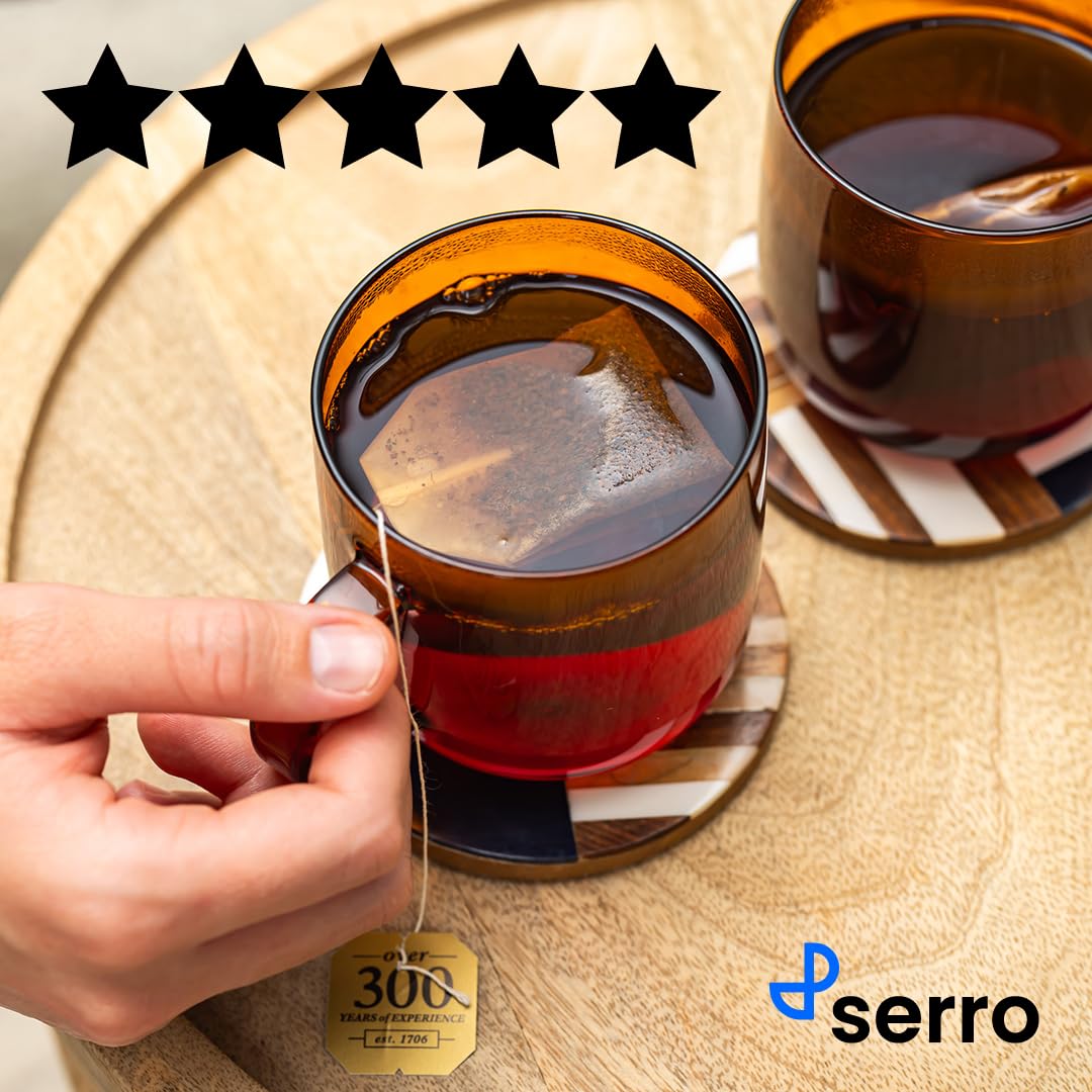 Serro Amber Glass Coffee Mugs Set of 2 – 12oz Borosilicate