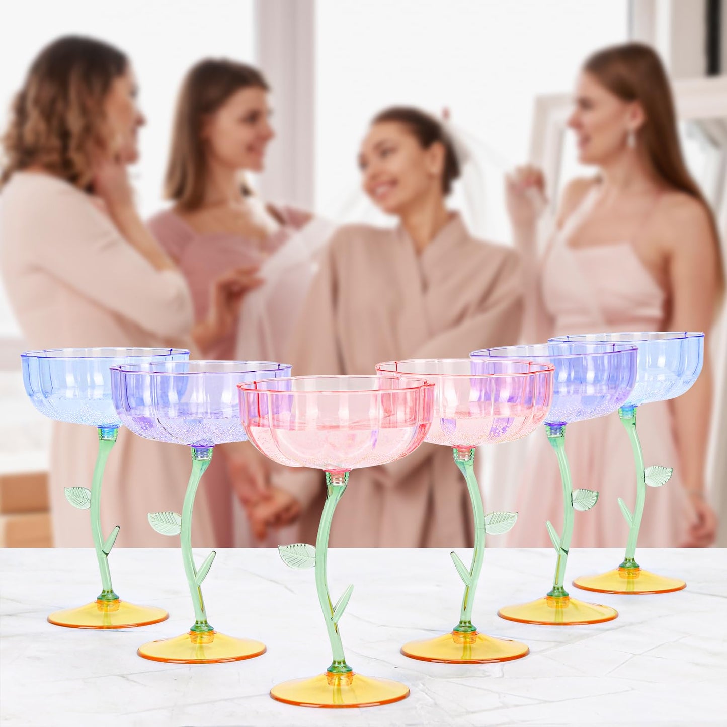 Pink Ribbed Coupe Glasses Set of 12 | Disposable Cocktail & Champagne Glasses