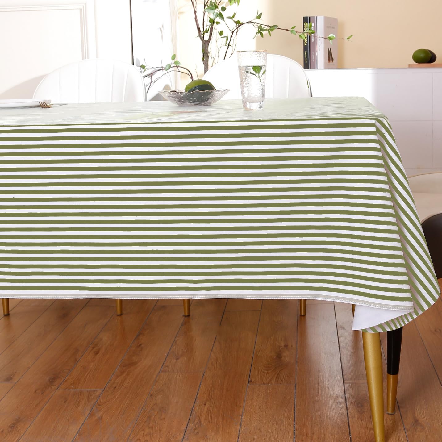 Heavy‑Duty Vinyl Tablecloth 54x54 – Stripe, Flannel‑Backed & Waterproof