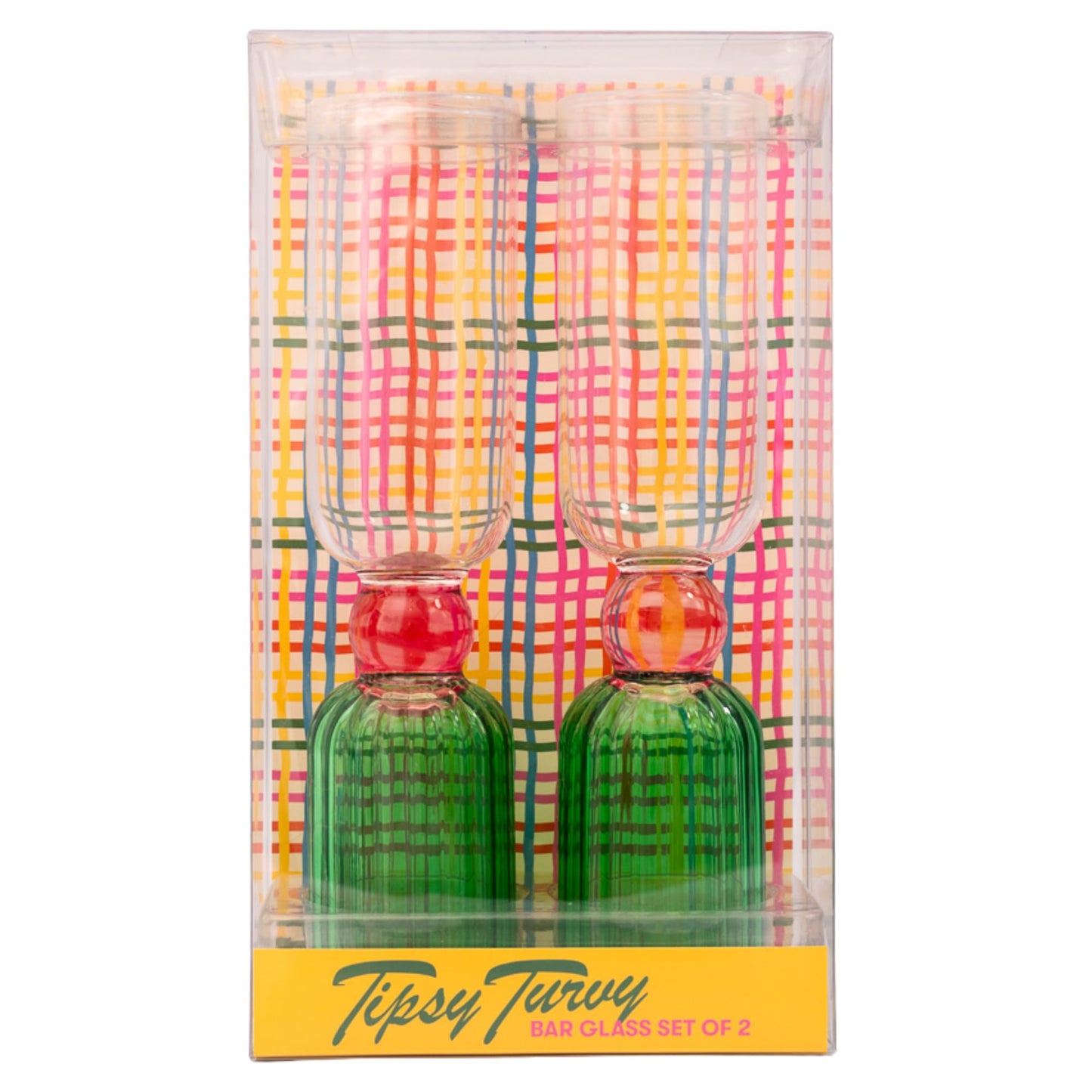 ban.do Bar Glass Set of 2 – 6.6oz Green Cocktail Glasses