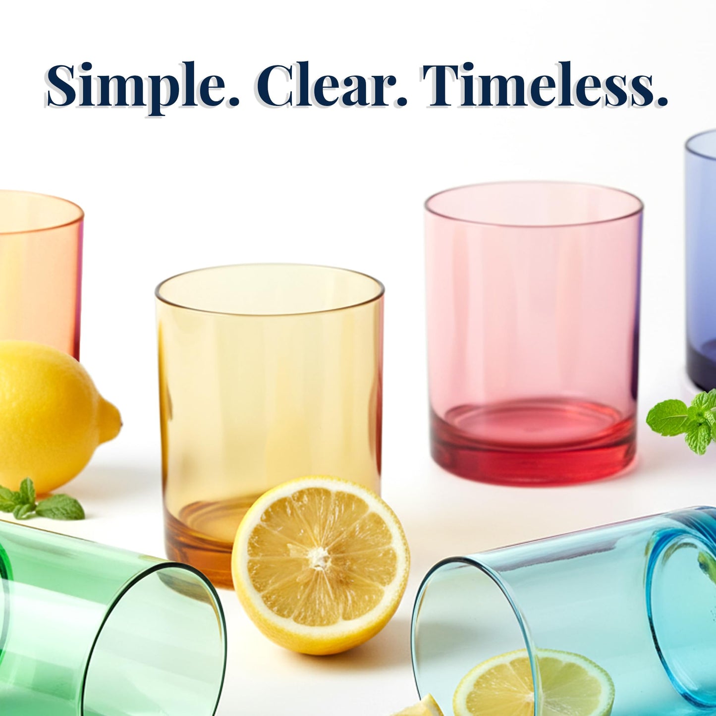 Reusable Plastic Drinking Glasses – 12oz Assorted Colors, Set of 6