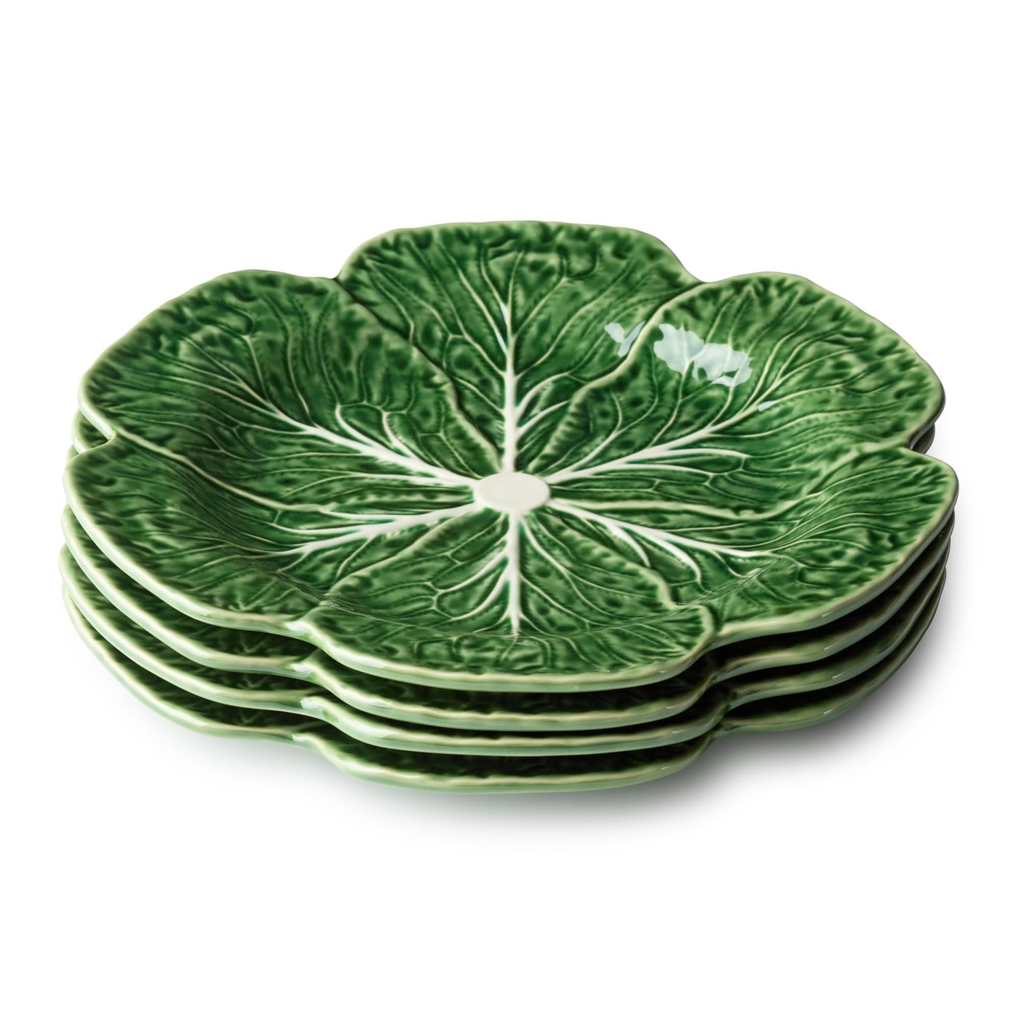 Le Jardin Green Cabbage Plates – 11" Stoneware Leaf Set of 4
