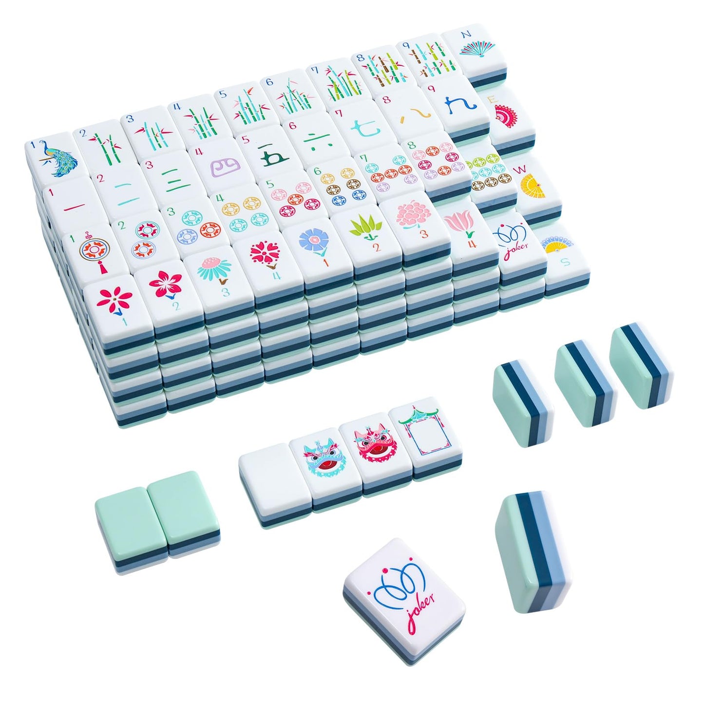 My Mahjong Trove 160 Acrylic 4 Layer Engraved American Mahjong Tiles Set: Amazon
