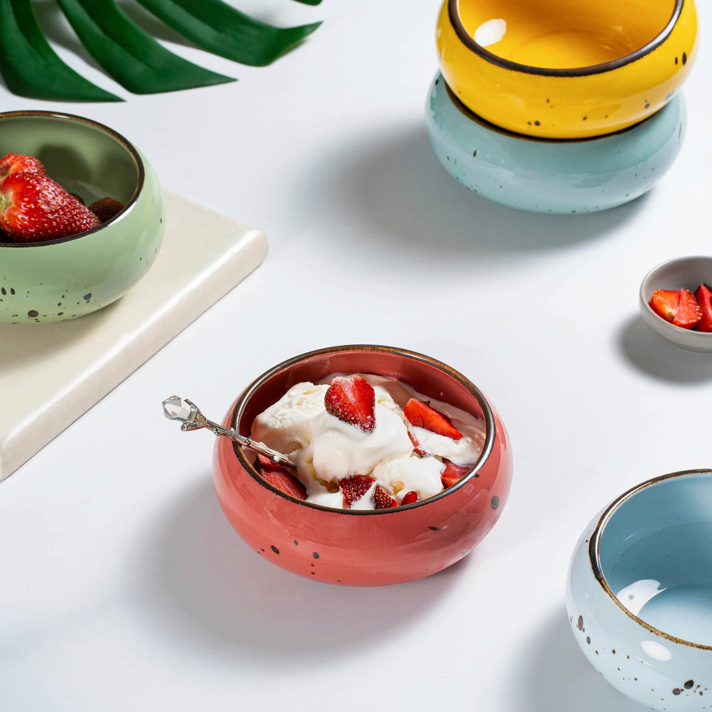 Esfour Ceramics Dessert Bowls Set of 6 – 13.5oz Assorted Colors