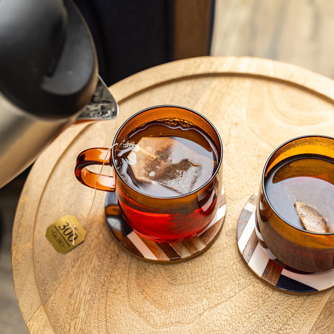 Serro Amber Glass Coffee Mugs Set of 2 – 12oz Borosilicate