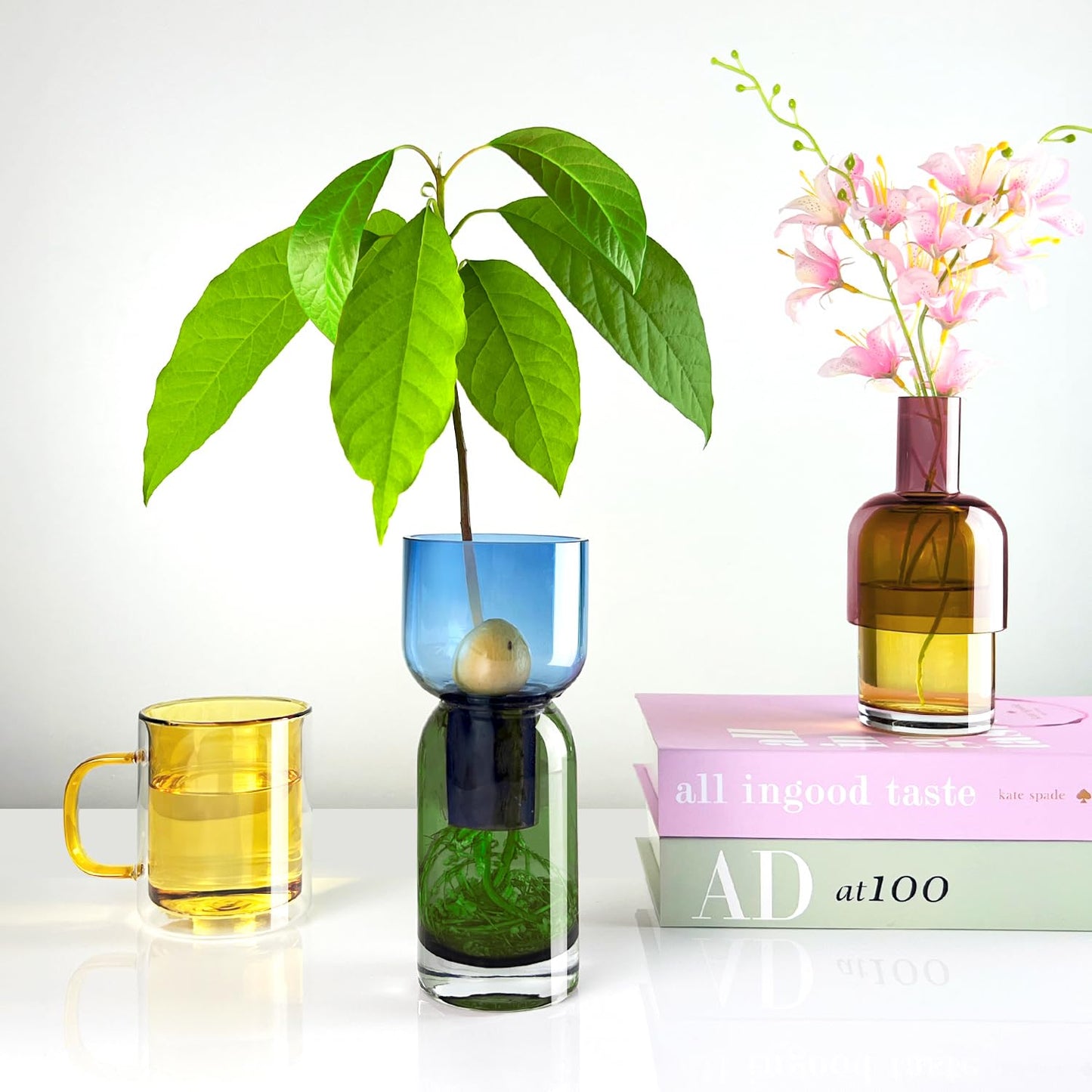 Cloudnola Reversible Glass Vase Set of 2 – Blue/Green & Pink/Yellow