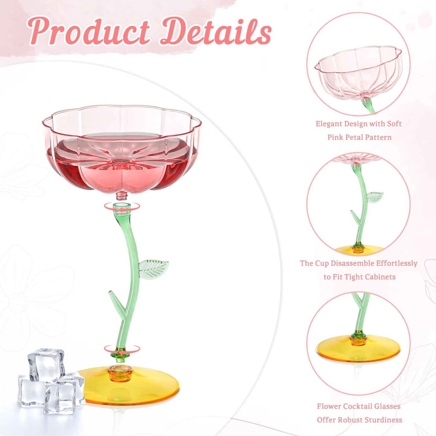 Pink Ribbed Coupe Glasses Set of 12 | Disposable Cocktail & Champagne Glasses