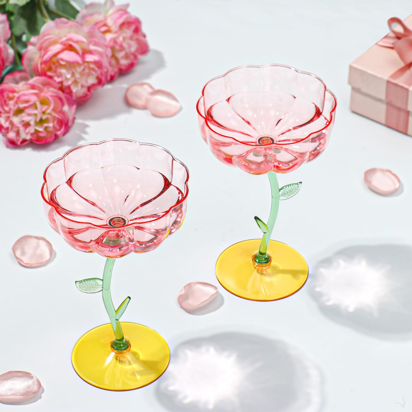 Pink Ribbed Coupe Glasses Set of 12 | Disposable Cocktail & Champagne Glasses