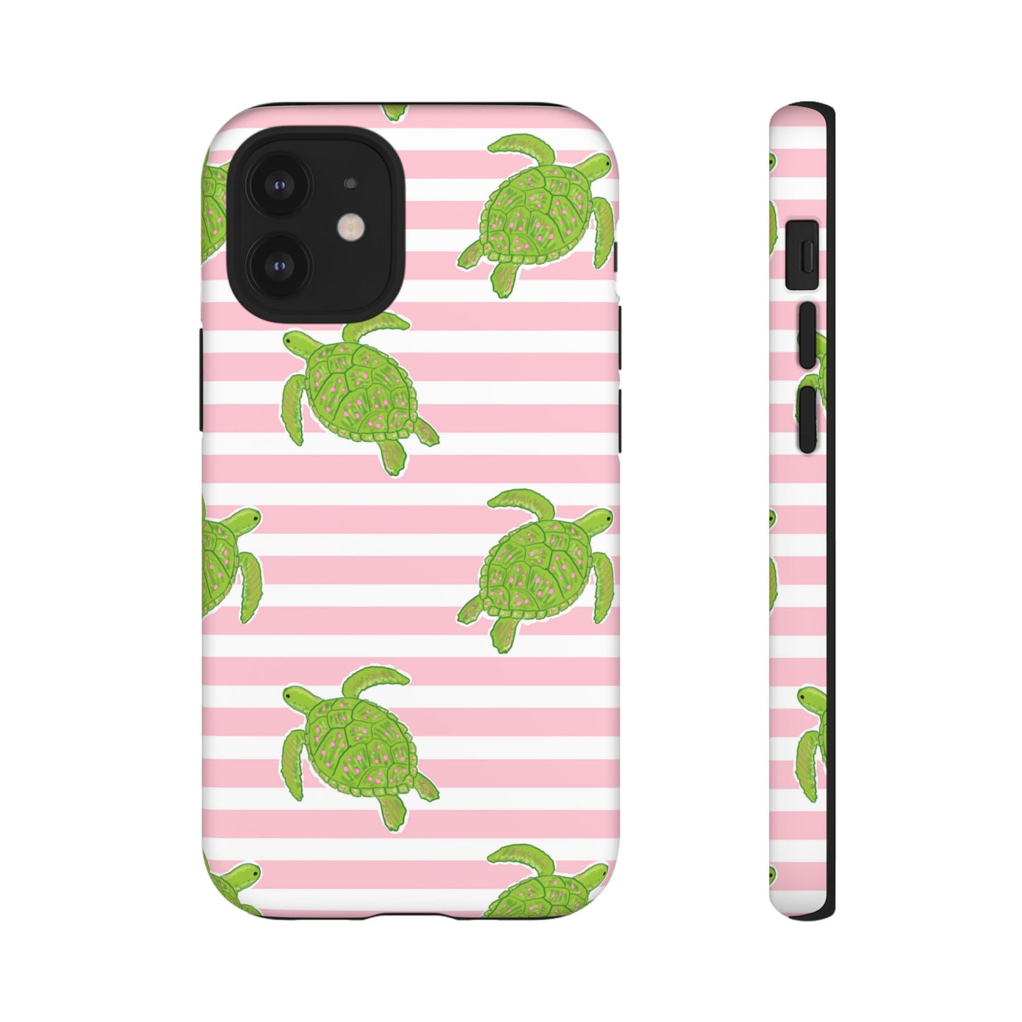 Green Sea Turtles Phone Case | Pink Stripes Tough Case | iPhone 17